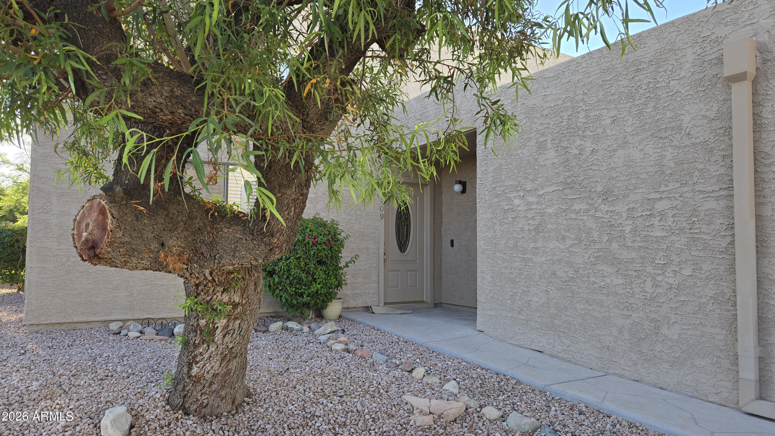 Centrally located to downtown restaurants, stores, and groceries with a view of the world's tallest lake fountain! 1,766 square feet! Huge! 2 MASTER BEDROOMS + DEN, 2.75 BATHS, and a 1 CAR GARAGE w built-in cabinets. 36in doors. Updated w granite countertops in kitchen and baths, cabinetry w/ soft close, slate backsplash, recessed lights, toilets, tub, and huge custom stone shower. Large closets and dual outdoor covered balconies with sunset and pool views. HOA covers exterior, landscaping, and trash. Beautifully landscaped exterior w/ flowers galore! Fountain Hills is upscale and growing with events like the 4th of july fireworks, annual free car show, ballet, hiking, astronomy center and so much more.