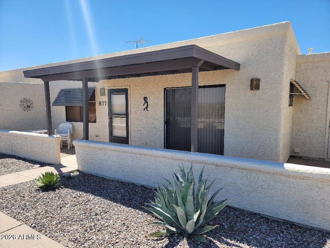 This furnished 1 bedroom 1 bath home has amazing views and ready for you to enjoy the lifestyle! This home offers a kitchen with gas stove, microwave on the counter and refrig, There is a pantry area. Dining area on the other side of the kitchen. A door that goes into the bathroom and separate door that goes into the bedroom. There is a sliding glass door that goes out to the patio area.
Views of the desert area and local Mountain range!
Enjoy all the activities such as heated pools and spas at Florence Gardens, craft rooms, pickle ball court and more!