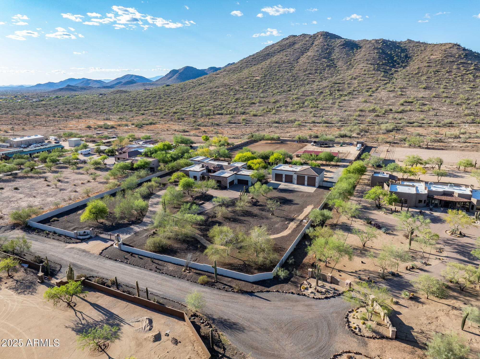 GATED 5+/- ACRES ON CAVE CREEK PARK W/ GUEST HOUSE, BARN, & 10+ CAR/RV GARAGES. - Residential