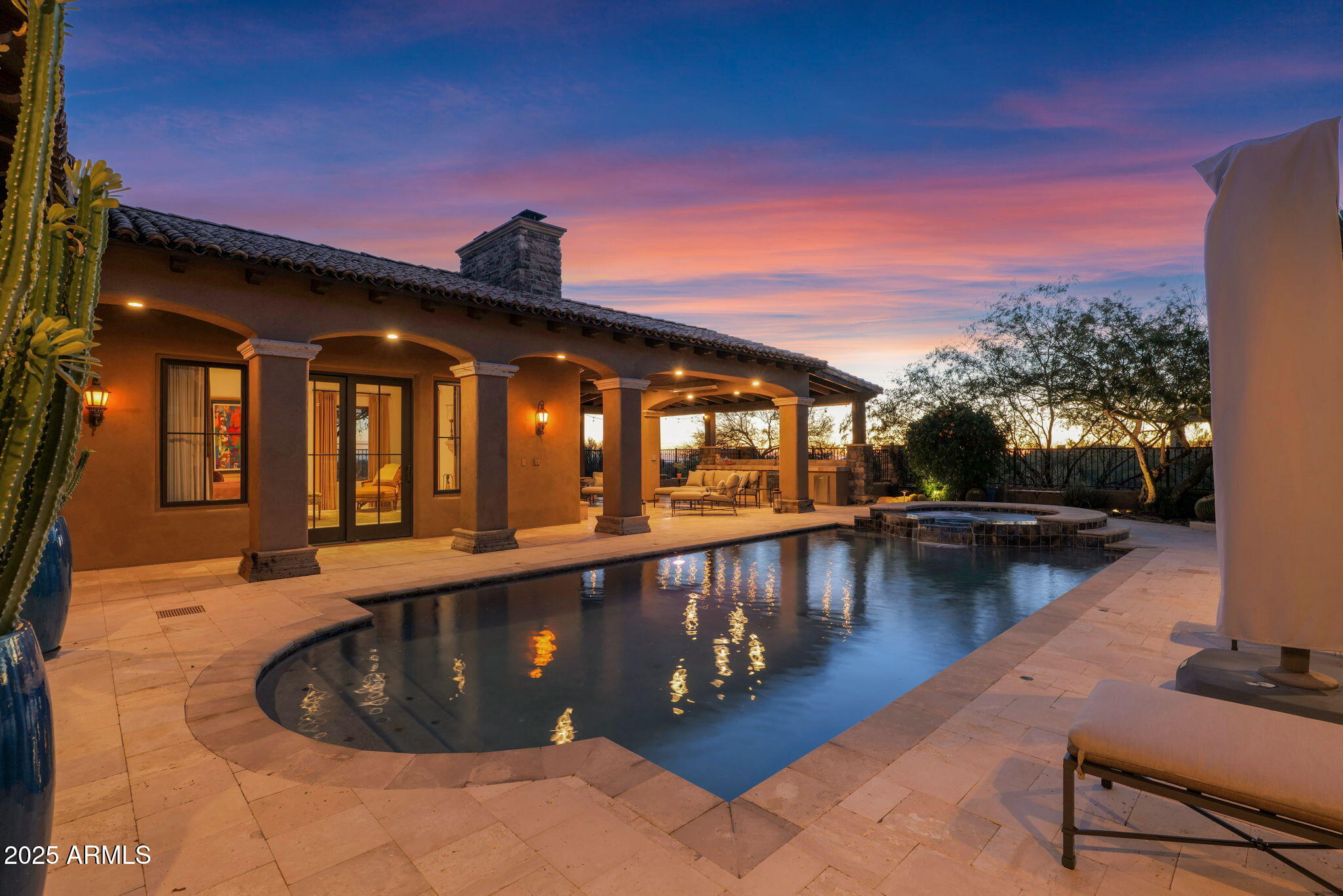 GOLF MEMBERSHIP AVAILABLE, subject to board approval. Introducing Sereno Del Sol, where warm desert light meets timeless Santa Barbara living. Set on nearly 2 acres at the end of a quiet cul-de-sac, this beautiful home captures glowing sunset views and the signature serenity that sets Mirabel apart. The light-filled great room wraps effortlessly around the refreshing pool and spa, creating true indoor/outdoor living. Multiple covered patios, a cozy fireplace, an outdoor bar, and a built-in BBQ make entertaining easy, whether it's a slow desert 
evening or a sun-splashed weekend with friends.
Inside, classic finishes and quality craftsmanship shine throughout. The home offers 3 bedrooms, a generous office/flex space, and 4.5 baths, including a dedicated pool bath with its own shower. The chef's kitchen is anchored by a pro-style stainless range with double ovens and a Sub-Zero refrigeratorready for anything from casual meals to crowd-pleasing gatherings. Lovingly cared for and thoughtfully combined with the adjacent lot, Sereno del Sol offers rare privacy, space, and the opportunity to make this special corner of Mirabel your own.