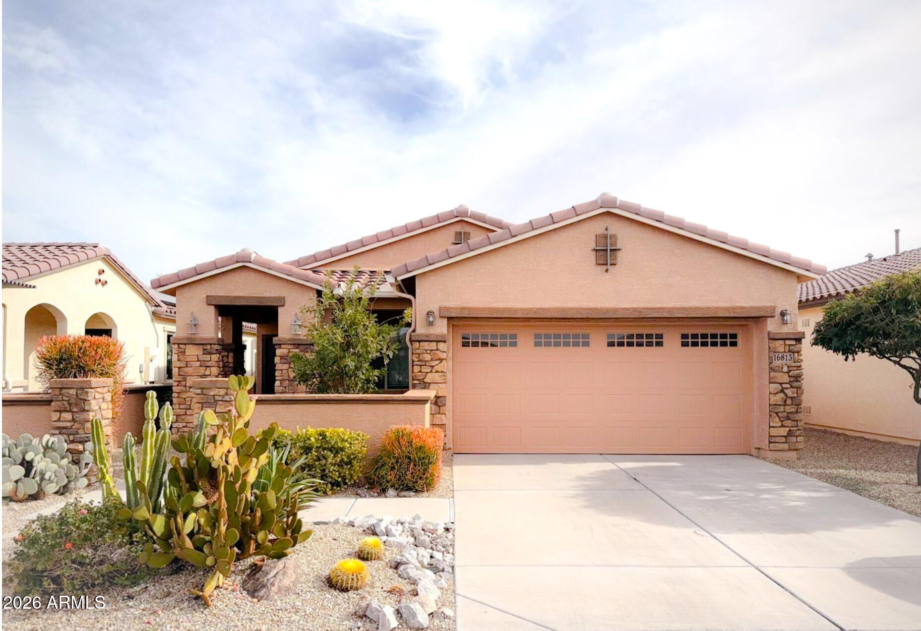 Experience resort-style living in the highly desirable Cantamia at Estrella, a premier 55+ community offering exceptional amenities and an active lifestyle. This well-maintained home features 2 bedrooms, 2 bathrooms, and 1,375 sq ft of living space, situated on a premium lot with a tranquil lake right in the backyard.Inside, you'll find a spacious great room floor plan designed for comfortable living and entertaining. The home showcases tile plank flooring throughout, granite countertops, dark brown cabinetry, and sleek black appliances, offering a modern and cohesive finish. Residents enjoy access to world-class community amenities including a luxury clubhouse, fitness center, resort-style pools, walking trails, pickleball courts, golf, on-site dining, and a full calendar of social activities.Residents enjoy access to world-class community amenities including a luxury clubhouse, fitness center, resort-style pools, walking trails, pickleball courts, golf, on-site dining, and a full calendar of social activities.