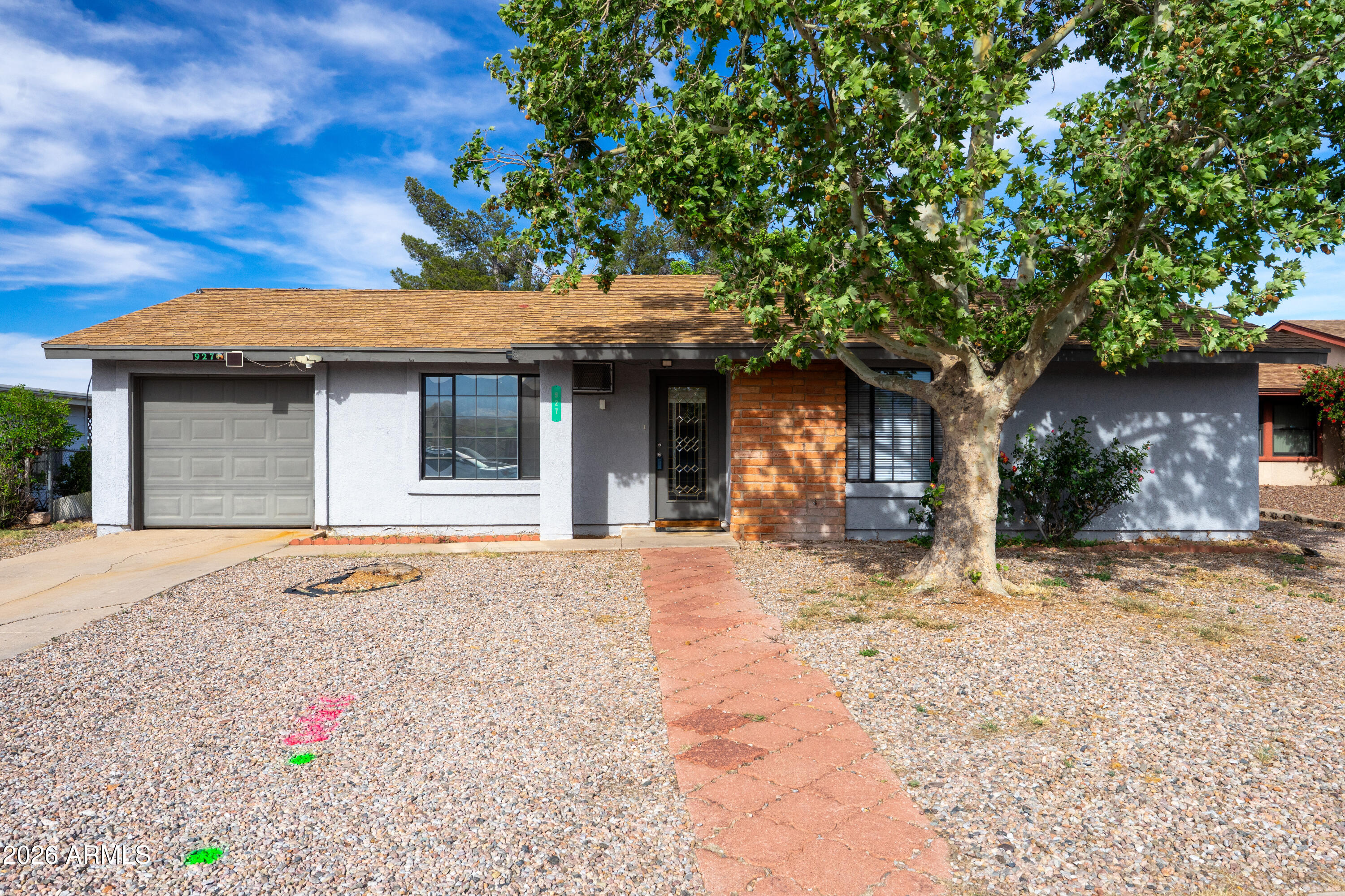 This charming 3 bedroom, 2 bath home located in a cul-de-sac offers comfort and a true sense of home. Inside you will find a warm and inviting layout with ceiling fans, spacious laundry/storage/pantry area. This kitchen is equipped with a gas stove, dishwasher and reverse osmosis system, perfect for every day living. Enjoy added updates like a newer water heater, tile showers and a Carrier furnace for year round comfort. Step outside to a large covered patio, extended slab, garden bed and storage sheds- plus an RV gate for extra convenience. This home blends functionality and charm in a great neighborhood.