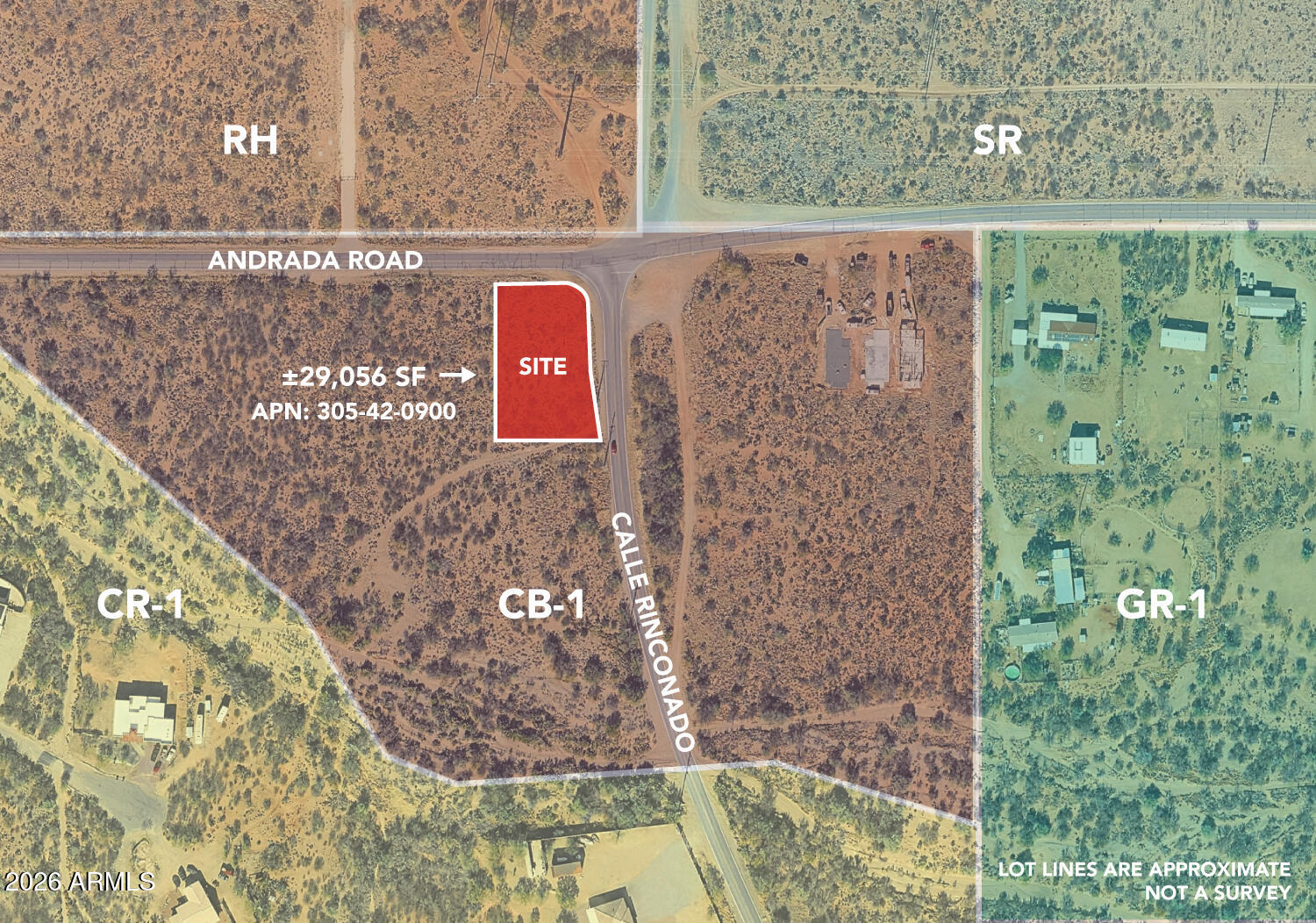 Prime CB-1 Commercial Land | Vail / Corona de Tucson, AZ
Seller Carry Financing Available
±29,056 SF (nearly 1 acre) of CB-1 zoned commercial land located at the Southwest Corner of Andrada Rd & Calle Rinconado in the heart of Vail / Corona de Tucson. This strategic intersection connects multiple rapidly growing residential communities in one of Pima County's fastest-expanding markets.
The area has experienced a surge in new home construction, yet remains underserved by neighborhood commercial amenities—creating an exceptional opportunity for retail, service, storage, or mixed-use development. CB-1 zoning allows a wide range of commercial, residential, and specialty uses, including retail, restaurant, office, self-storage, hotel, multifamily, and more.
Surrounded by stunning views.. of the Rincon and Santa Rita Mountains, the property offers exceptional visibility and long-term investment potential. Zoned land of this caliber is increasingly rare in Vailbuild now or hold for future appreciation.
Seller will carry financing.
Contact broker for additional marketing brochure and property information.