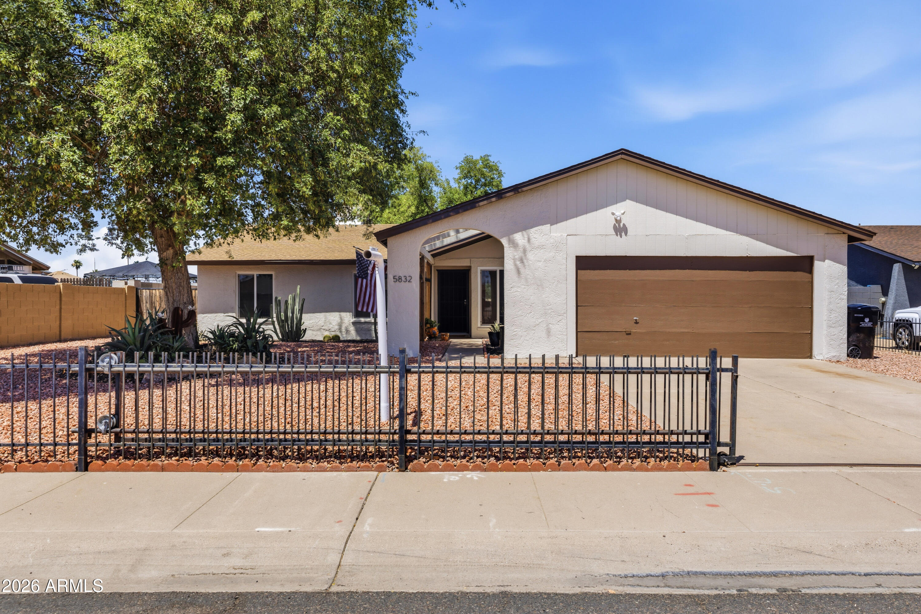 Move-in ready 3 bedroom, 2 bathroom home full of character inside and out! Recently painted with a neutral color palette, this home features vaulted ceilings in the living room, abundant natural light, and a large walk-in closet in the primary bedroom. The functional floor plan offers comfortable living spaces with plenty of charm. Just off the kitchen, a flexible bonus space works perfectly as a breakfast nook, desk area, or small workspace. A gated front fence adds privacy and curb appeal, while the backyard is designed for entertaining with a sparkling pool, outdoor living space, and no rear neighbors for added privacy. Located in a no HOA community near Phoenix Sky Harbor International Airport, Downtown Phoenix, Tempe, and Scottsdale, this home offers comfort and convenience.