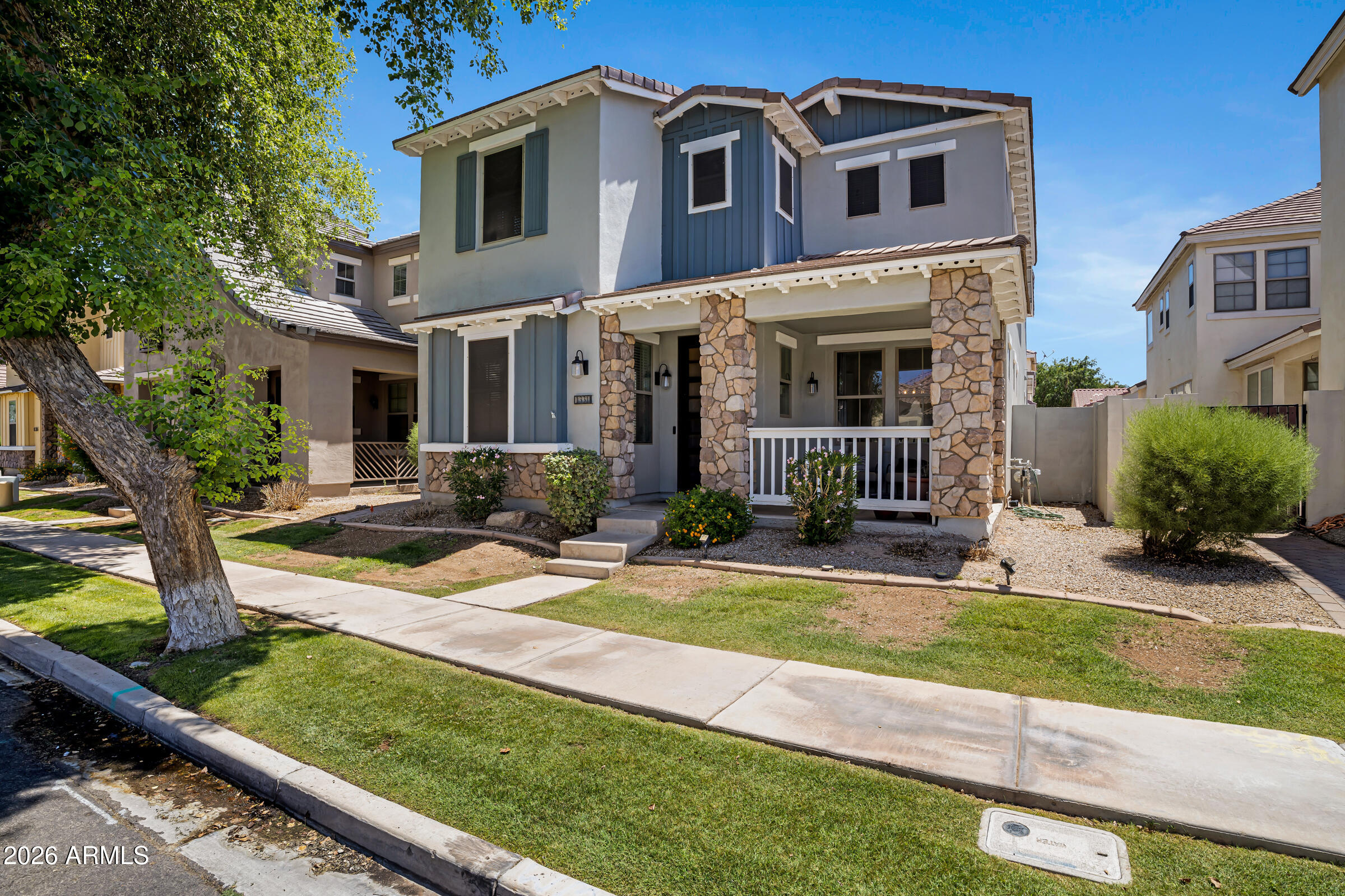 Location, lifestyle, & convenience- this home has it all. Nestled in one of the East Valley's most sought-after areas, you're just a few minutes from the freeway, within walking distance to the Epi-center & moments from top-rated schools, restaurants, shopping & more. This two-story home offers thoughtful design & comfortable living w/ 3 bedrooms, an office, 4 bathrooms, & an open-concept family & kitchen, featuring an island, gas cooktop, granite countertops, & abundant space for everyday meals or entertaining. Enjoy a formal dining room, a flexible upstairs loft, & a spacious primary suite w/ a beautifully updated, spa-like bathroom. The 3-car garage includes an electric car charger for savings & adding modern convenience to your lifestyle. Includes community pool, pest services, yard service, quarterly cleanings & monthly air filters. If you're seeking elevated living in an unbeatable location & a cared for home- this home is the one.