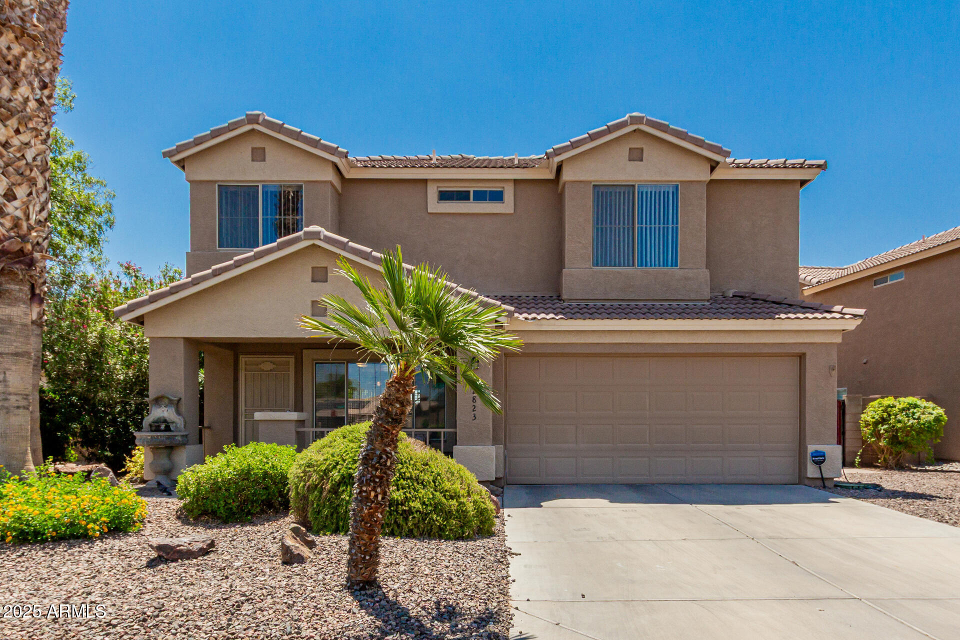 Don't miss out on this 2-story charmer that's ready to impress! It welcomes you with a 2-car garage and an RV gate. It offers a warm interior featuring tile and wood-look flooring throughout. Whip up your favorite dishes in a kitchen that shines with stainless steel appliances, granite counters, generous cabinetry, walk-in pantry, and a center island perfect for casual bites. Need extra space? The airy loft is ideal for a media room or game zone. The main bedroom is your personal retreat with a walk-in closet and private bath. Head out back to the covered patio, take a dip in the sparkling pool, or fire up the built-in BBQ. Just minutes from parks, schools, and local favorites, this one checks all the boxes! Come and experience it for yourself!  All of this plus a low solar lease.
