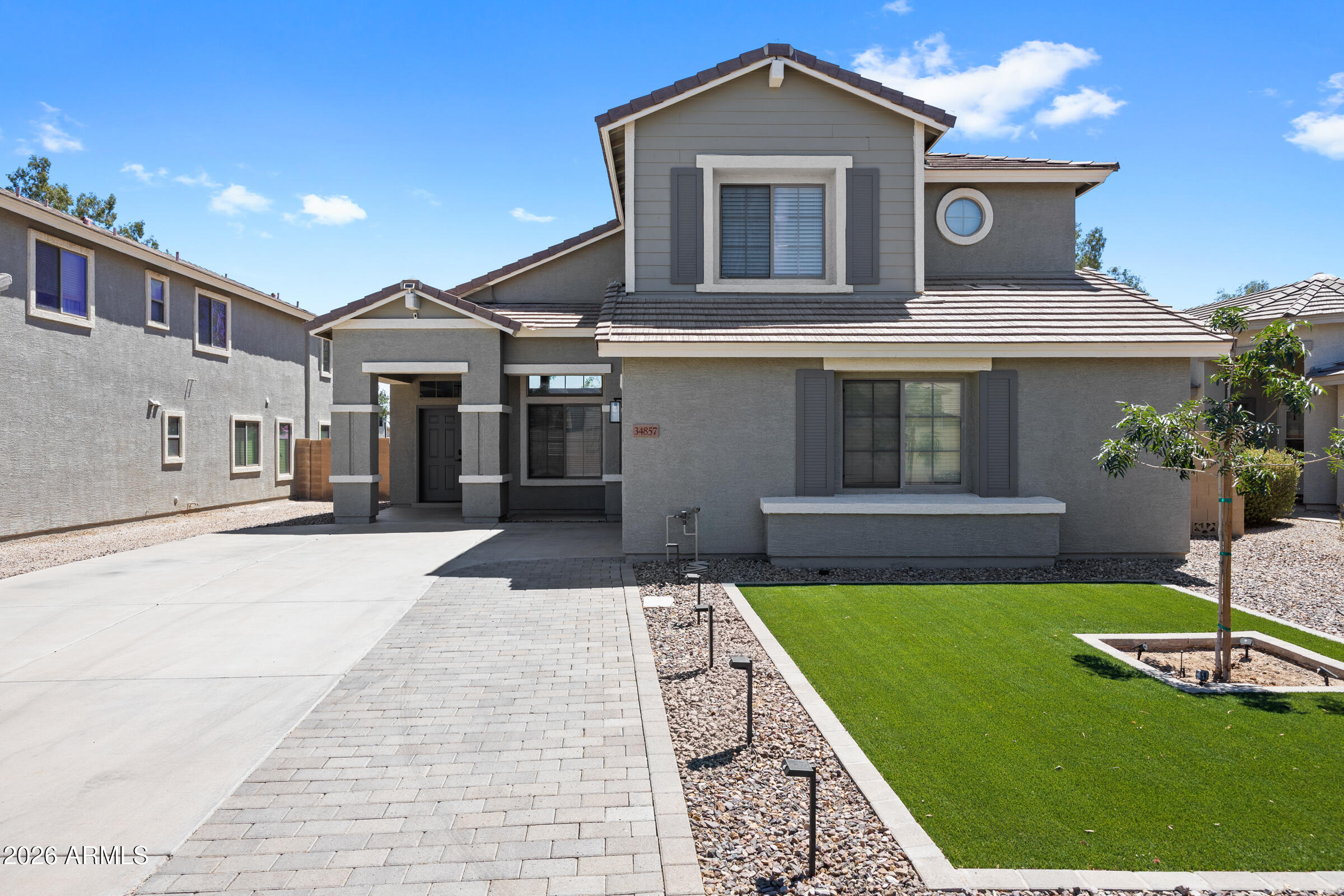 Pride of ownership shining through on this tastefully remodeled Beazer home! Tons of upgrades like flooring, cabinetry, trim, paint, new AC units and hot water heater & tons more. This floor plan is very functional and practical- High ceiling family room at the entry, kitchen and great room have tons of seating space and the dining nook is roomy enough for get togethers with friends and family! Front and back yards are hassle-free landscaped with pavers, turf, lighting and a few small plants - bonus, it includes a new custom shed! Master bedroom and bathroom are huge and really make this place feel bigger. Come check it out!