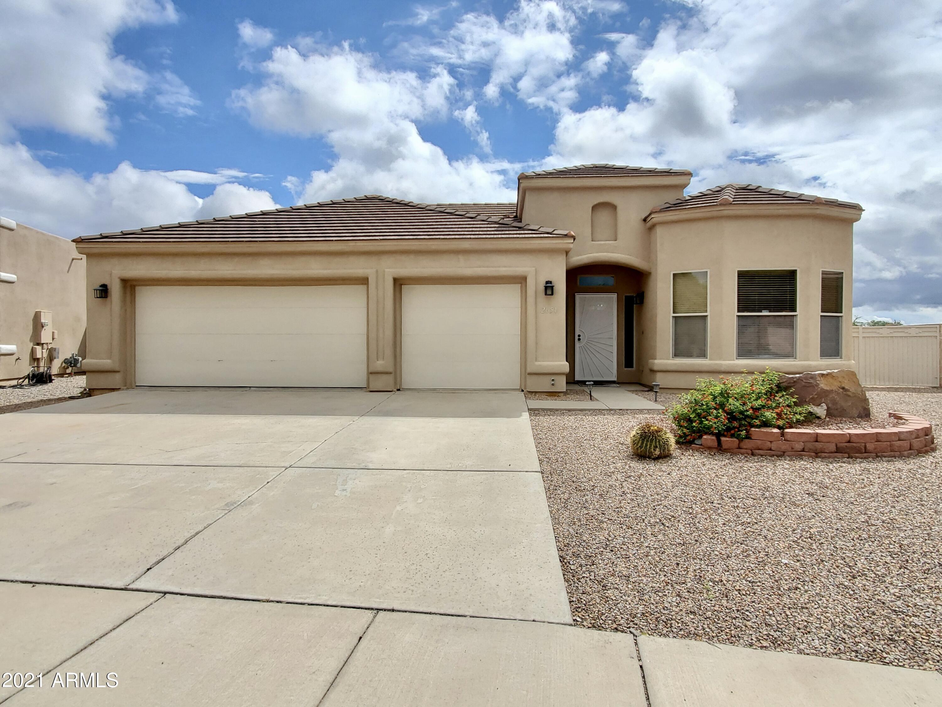 Gorgeous property that has it all!!!  4 bedrooms plus a den/office, 2.5 bathrooms, 3 car garage, private pool with spa, fire pit area, RV parking, Mountain Views, no HOA, no backyard neighbors.  This one is a MUST see!!! Kitchen has 5 burner gas range top with stainless steel hood. Convection oven and microwave built into wall. Corner pantry. All of the bedrooms have walk in closets!! So much storage!  Pool has mini pebble tech and goes to 7.5 ft deep. Highly maintained home: flat portion of roof has had full recoat, tile portion has had all care required serviced, stucco and paint care to exterior of home, brand new water softener, refrigerator, dishwasher, garbage disposal & garage door opener.