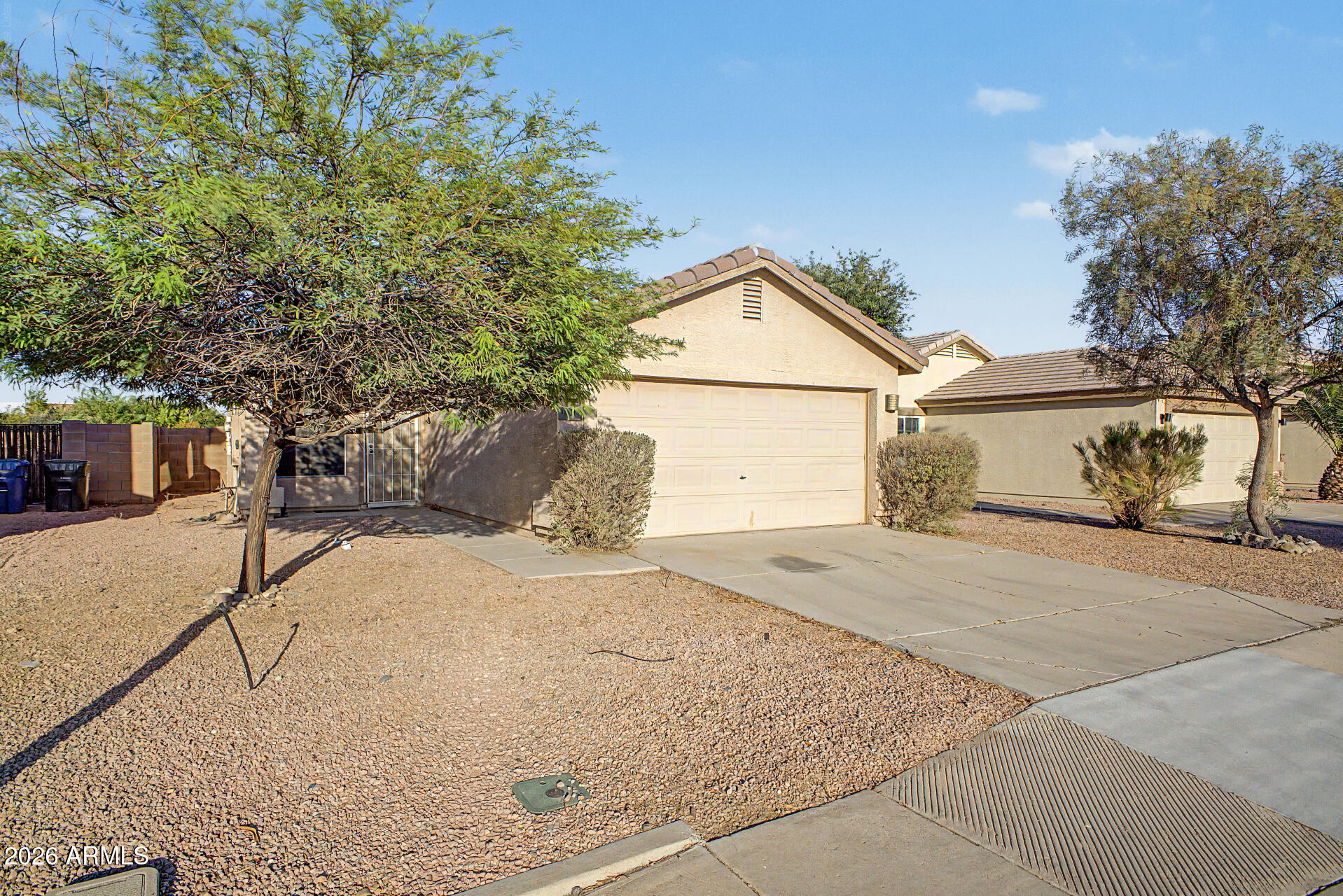 Discover all the charm of this adorable single-story home! Great curb appeal, with a manicured landscape and a 2-car garage with attached storage. Inside, you'll find bright and inviting living areas with wood-look flooring, arched passageways, abundant natural light, and neutral paint that pairs well with any decor. The kitchen boasts plentiful storage cabinetry, ample counter space, and built-in appliances for a seamless cooking experience. Get a good night's sleep, offering a private bathroom for added comfort. Gather with your loved ones in the backyard, complete with a cozy covered patio ideal for morning coffee and ample space for outdoor fun! Hurry up, this gem won't last!