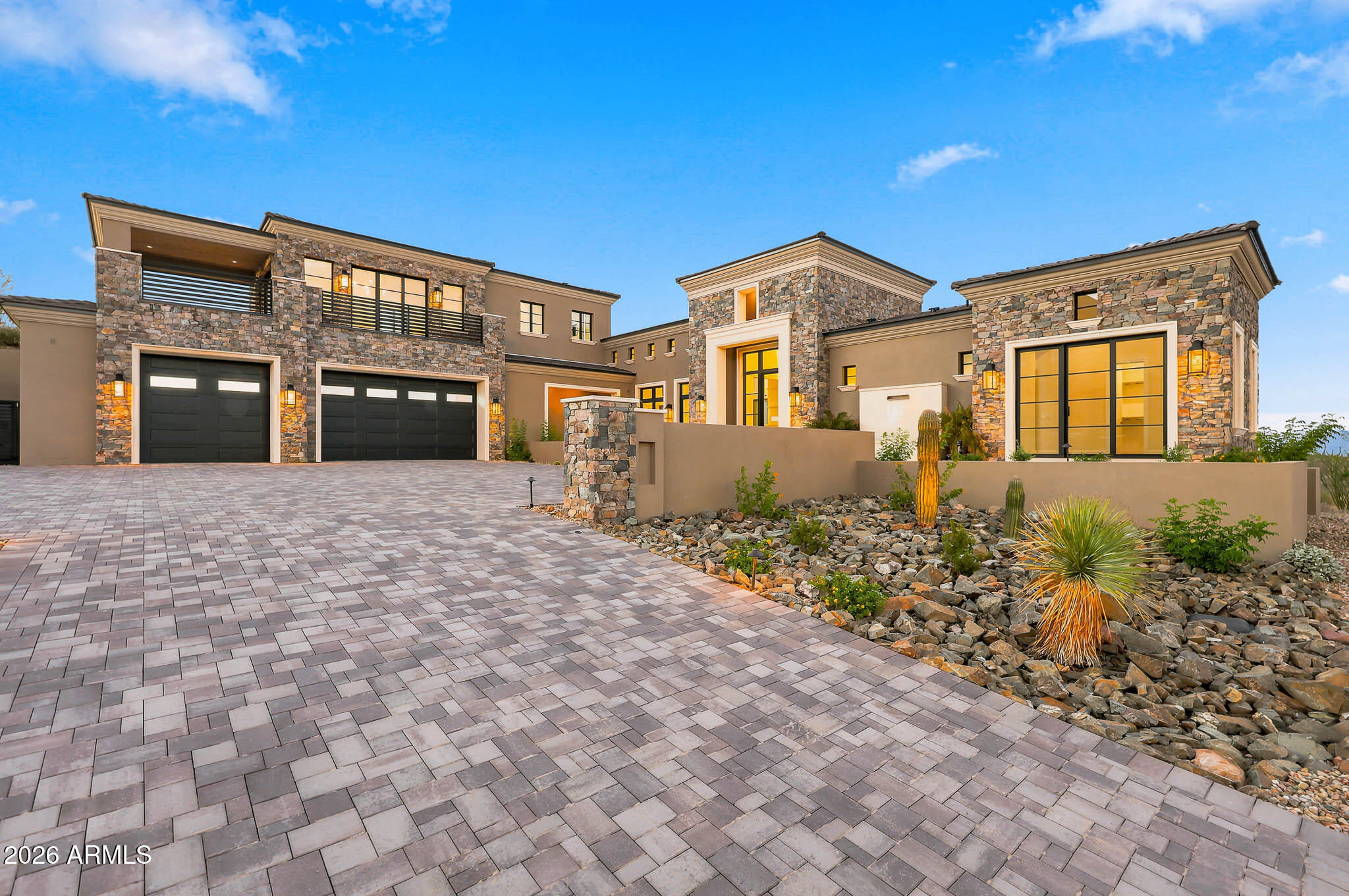 Gurczak Luxury Development is proud to present this New Construction Spec Home in the Exclusive Guard Gated Community of Eagles Nest. The design of the home reflects a two-story Modern Mediterranean style, utilizing varying textures and shades of warm neutral colors. This 4,410 Sq. Ft. Home Features 3 Bedrooms w/ ensuite bathrooms & additional bonus rooms including a Game Room & Office Upstairs. The shape and orientation of the home design takes advantage of the natural topography & North/South view corridors. The mixture of multi-colored stucco, stone, and limestone accents give varied texture and visual interest to the home, while the muted desert-tone colors allow the design to mesh with the landscape as well as sky when viewed from nearby angles. Professional Photos Coming Shortly.