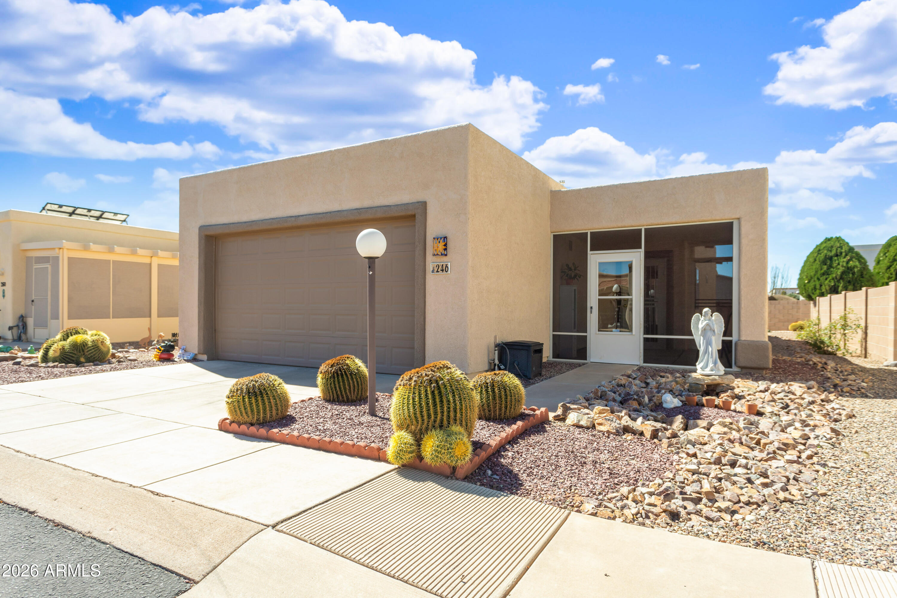 Located in the desirable Vista View community in Sierra Vista, this thoughtfully updated 2-bedroom, 2-bathroom home offers comfort, efficiency, and low-maintenance living with a long list of valuable upgrades already completed. Designed for both convenience and everyday enjoyment, the home combines modern improvements with a functional layout in a welcoming community setting.

Inside, the bright and inviting living spaces flow comfortably for both relaxing and entertaining. The kitchen features brand new appliances, providing a fresh, modern feel and ready-to-enjoy functionality from day one. Recent major improvements include a new HVAC system and a refinished roof, offering peace of mind and added long-term value.

Energy efficiency is another standout feature, with owned solar helping reduce utility costs while adding sustainability and convenience. The garage is also equipped with an EV charging station, making the home well-suited for modern living and electric vehicle ownership.

Whether you're looking for a full-time residence, seasonal getaway, or low-maintenance lifestyle in Sierra Vista, this home delivers an excellent combination of upgrades, comfort, and practicality in the sought-after Vista View community.