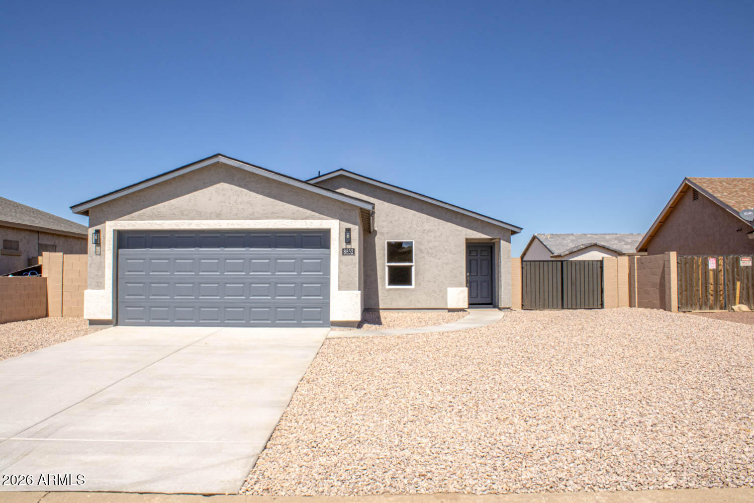 Beautiful Brand New 2026 Home! Walking distance from the Public Library, stores and restaurants. With 1,200 sqft of living space. This home has 3 bedrooms, 2 bathrooms, 2 car garage, laundry room & low maintenance backyard with 10ft gate for easy access & covered patio. Spacious kitchen with plenty of cabinet space, stainless steel appliances, elegant granite counter tops, breakfast bar & dining area. Master bath with double sinks and beautiful walk-in shower, walk-in closet & granite counter tops. Gorgeous ceramic tile flooring. Post Tensioned Slab, Polyurethane Insulation Underside of Roof Deck & Walls. NO HOA. USDA approved with NO DOWN PAYMENT. Come see this home today!