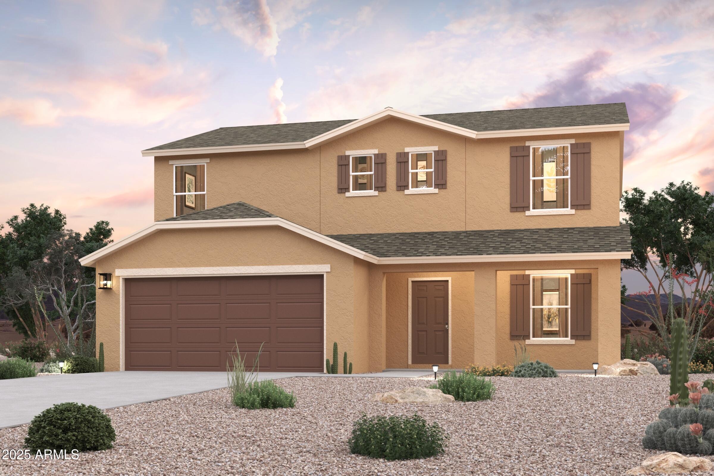 ''Discover Your Dream Home in the Coolidge Gateway Manor! Introducing the Sage Floor Plan! This thoughtfully designed two-story home combines modern convenience with elegant features. The main level boasts an open concept layout, perfect for seamless living and entertaining. The spacious great room flows effortlessly into the dining area and a contemporary kitchen, equipped with quartz counters, stainless steel appliances, and an island.

A versatile flex space on the main level can be tailored to suit your needs, whether as a home office or additional living area. Upstairs, discover five generously sized bedrooms, including a primary suite that offers a walk-in closet and an en-suite bathroom with a double vanity for added comfort and functionality. Each bedroom is designed to provide a