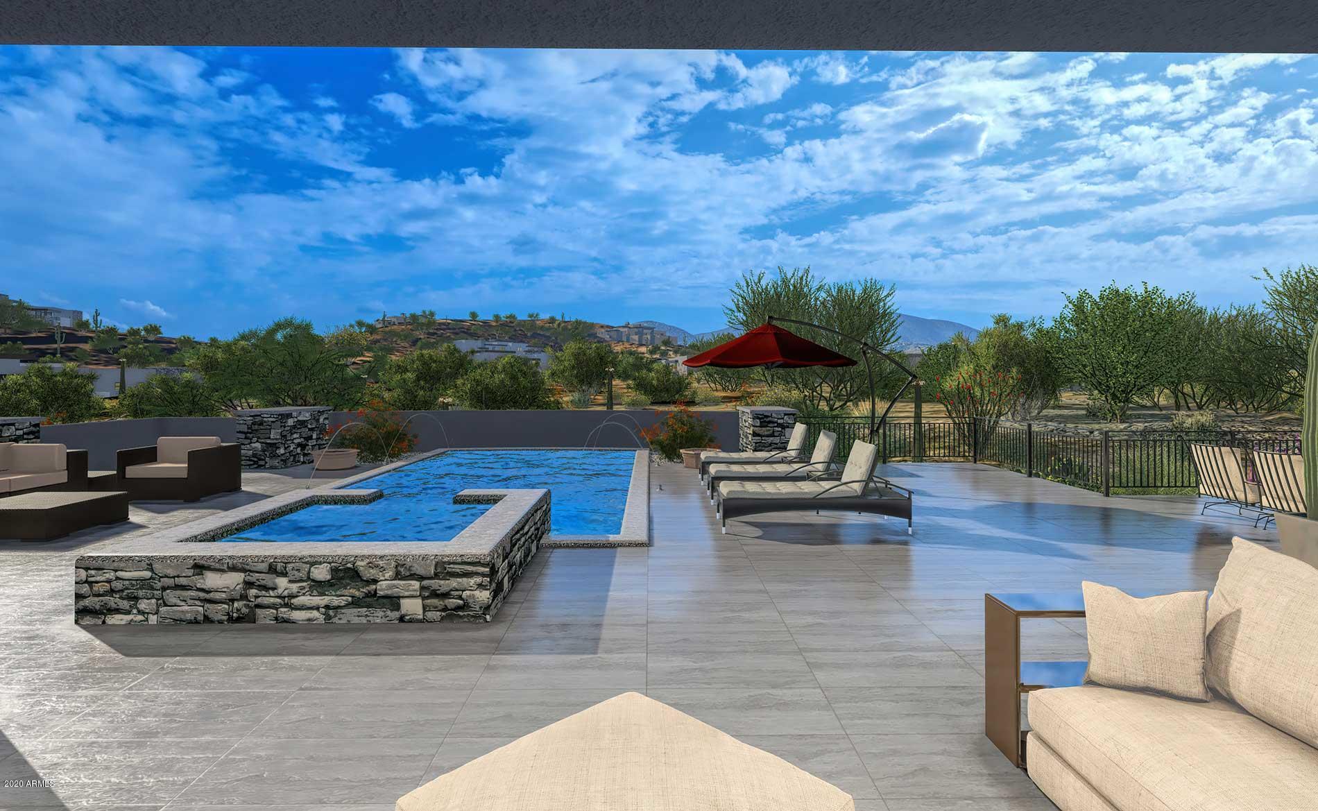 Spectacular Lone Mountain View home now under construction. Dramatic views are only haft the package. This Mortensen Signature Plus addition equals dramatic glass entries and exits, 16' great room ceilings with glass clear story windows. Sleek wood wrapped contemporary fireplace, wet bar, covered outdoor living room and dining area for 8. Heated Spa and pool, built in BBQ , landscape lighting  front and with  drip system to all plants, trees and pots. Whole home furniture packages available, completion date summer of 2021. Membership to the Desert Mountain Club available by application not included. Photos are of other Mortensen Signature Homes built and closed in Desert Mountain Landscape lighting and planting front and rear including pots with a drip system to all schrubs and trees. Whole home furniture packages available. Completion summer of 2021. No membership to the Desert Mountain Club included.