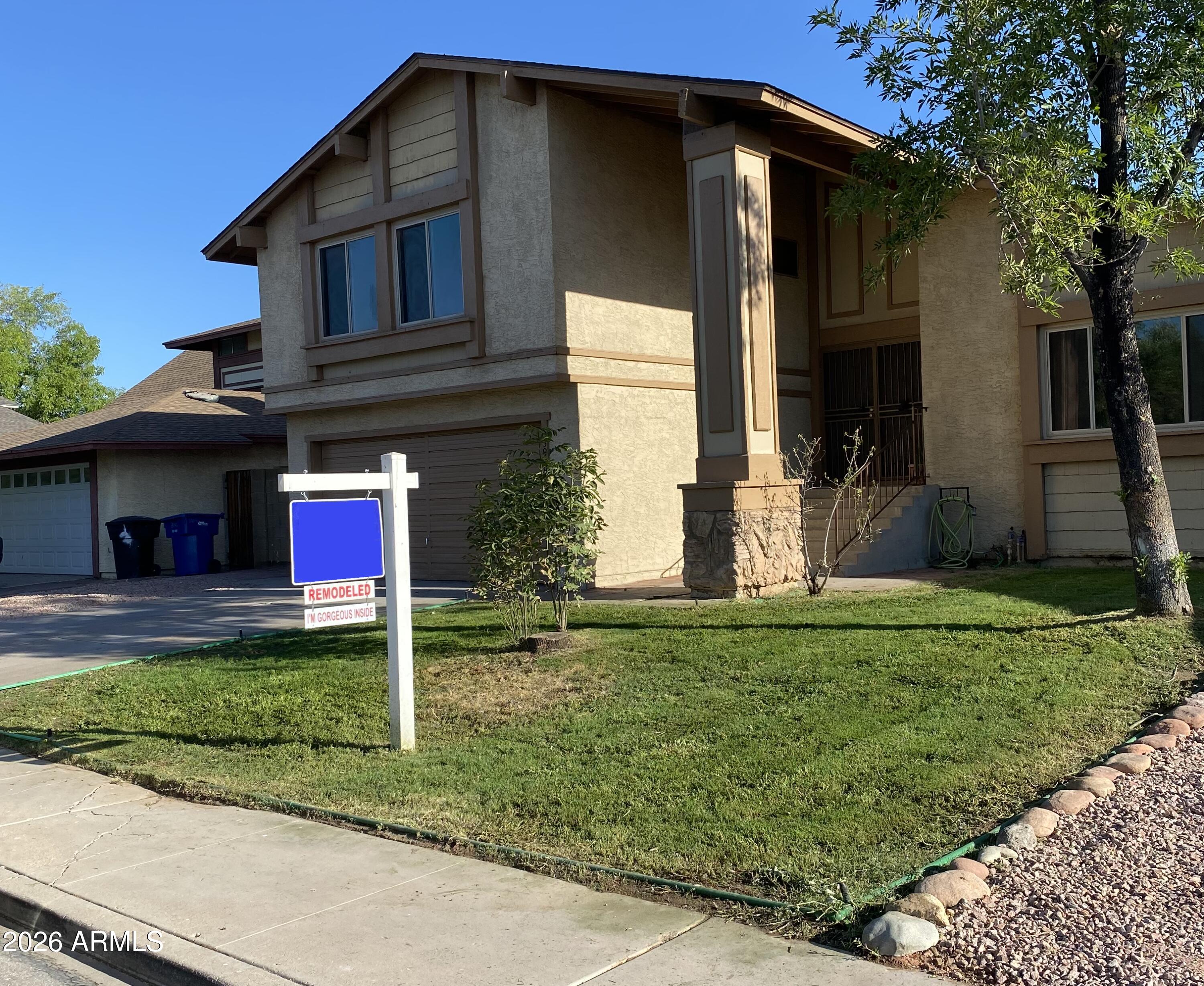 A truly rare find! No HOA and right in the middle of town - easy access to parks, highways, amenities, shopping, and everything in between. Home features gorgeous over $50k in renovations and remodels EVERYWHERE (see supplemental for everything)! Solar panels reduce electrical bills by 30-40%. High-speed fiber optic cable recently installed as well. This diamond in the rough will not last long! $50k in renovations and remodels were completed in the last two months:
- Luxury vinyl plank flooring in first level and all bathrooms
- Laminate flooring everywhere else
- 4-inch white baseboards
- Navajo White and Sky Blue paint all throughout...perfect complement to floors and carpet
- Gravel driveway to RV gate
- Automatic garage door opener for counterweight garage door
- Bathroom fixtures such as vanities, faucets, rack fixtures, and cabinets
- Soft-close cabinets in kitchen
- Matte bronze paint on stair railings
- Kitchen extension
- Cabinets on first level
- Granite kitchen sink
- Kitchen chandelier
- Hallway chandelier
- Barn door in master bathroom
- Sound-reducing, energy-efficient windows in all bedrooms, dining room, and living room
- Automatic sprinkler systems in front and back yard
- Repairs to walls, outlets, and doors throughout

Plus these incredible preexisting features:
- RV gate
- Regal entryway with double-front door
- Solar panels (buyer must qualify for payment)
- Tasteful tri-level floorplan
- Chocolate carpet
- Upgraded washer and dryer