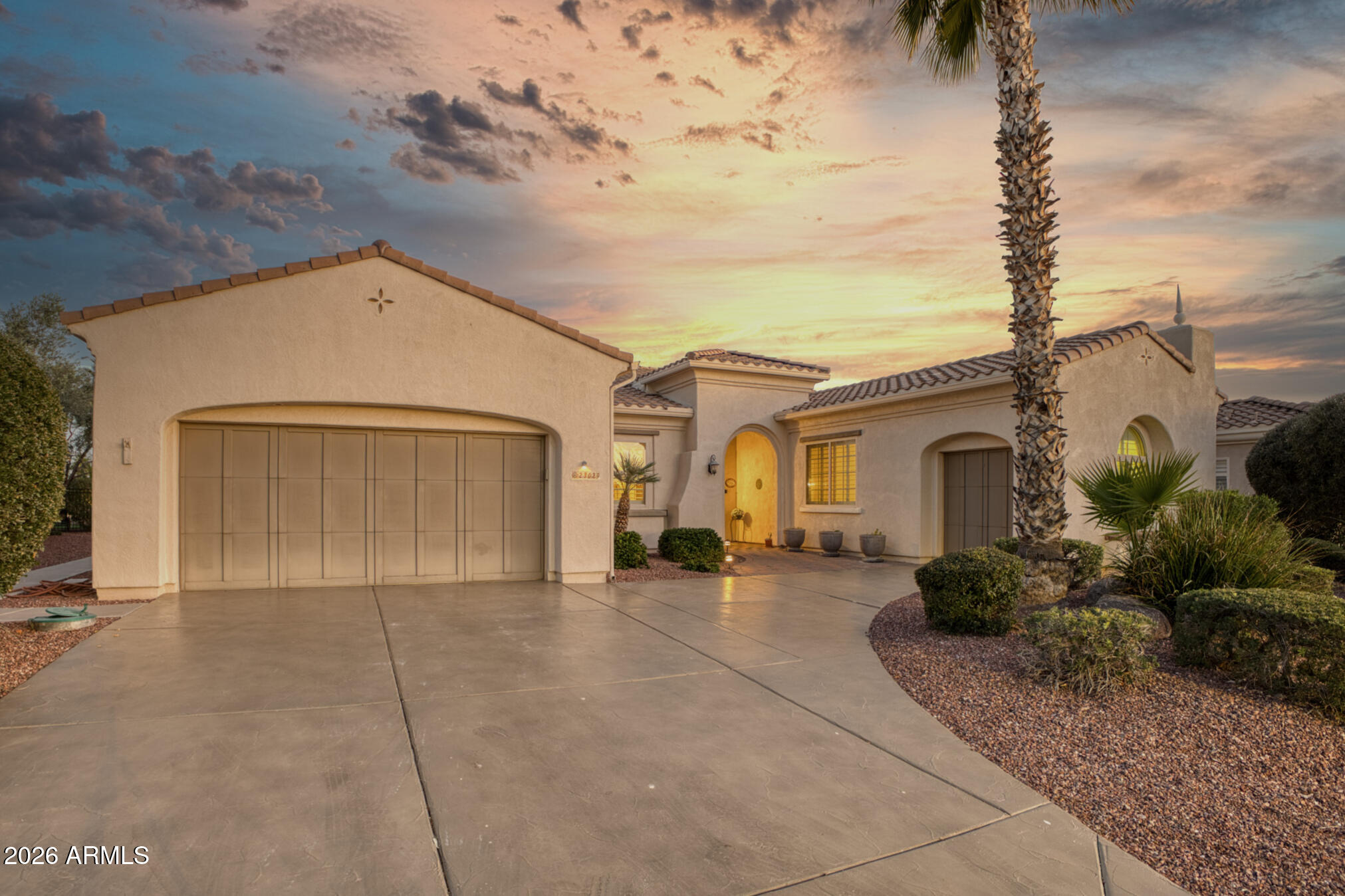 EXCEPTIONAL golf course views anchor this beautifully maintained Mirada model in the sought-after gated community of Corte Bella. Perfectly positioned on the east-facing 13th fairway, the home captures stunning morning sunrises and cool, shaded afternoons--ideal for year-round outdoor living.  The popular open-concept floor plan is light, bright, and inviting, featuring new interior paint and new carpet throughout. Generous living spaces and a split-bedroom layout provide both comfort and privacy, while spacious bedrooms offer relaxing retreats for owners and guests alike. The garage includes built-in cabinetry along with a dedicated golf cart garage.  The kitchen offers abundant cabinetry, ample workspace, and a center island, seamlessly connecting to the main living areas-- --perfect for everyday living and entertaining. The primary suite includes dual vanities, a separate tub and shower, and excellent natural light.  Step outside to a peaceful back patio where expansive fairway views create a true Arizona lifestyle experience--perfect for morning coffee or evening relaxation.

This home presents an outstanding opportunity to enjoy a well-cared-for property today while adding your own personal updates over time. Priced to reflect one of the best values currently available on the golf course in Corte Bella.

Residents of Corte Bella enjoy resort-style amenities including golf, tennis, pickleball, pool, spa, fitness center, dining, and a vibrant calendar of social activities.