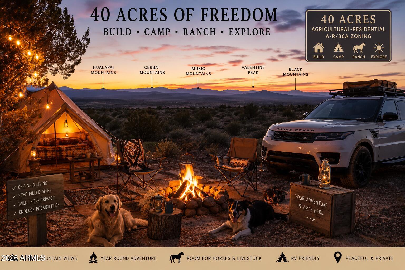 Discover the freedom of owning your own 40-acre Arizona retreat! This expansive parcel offers incredible privacy, wide-open skies, and breathtaking desert and mountain views, making it the perfect location for your dream home, ranch, recreational getaway, or off-grid escape. Zoned Agricultural-Residential, the property offers flexibility for a variety of residential and agricultural uses. Bring your horses, livestock, RVs, or outdoor toys and enjoy the peace and quiet of rural Arizona while still being within driving distance of nearby communities. Whether you're looking to build now, camp on weekends, invest for the future, or create your own self-sufficient homestead, this beautiful 40-acre parcel offers endless possibilities. Experience stunning sunsets, star-filled night skies!!