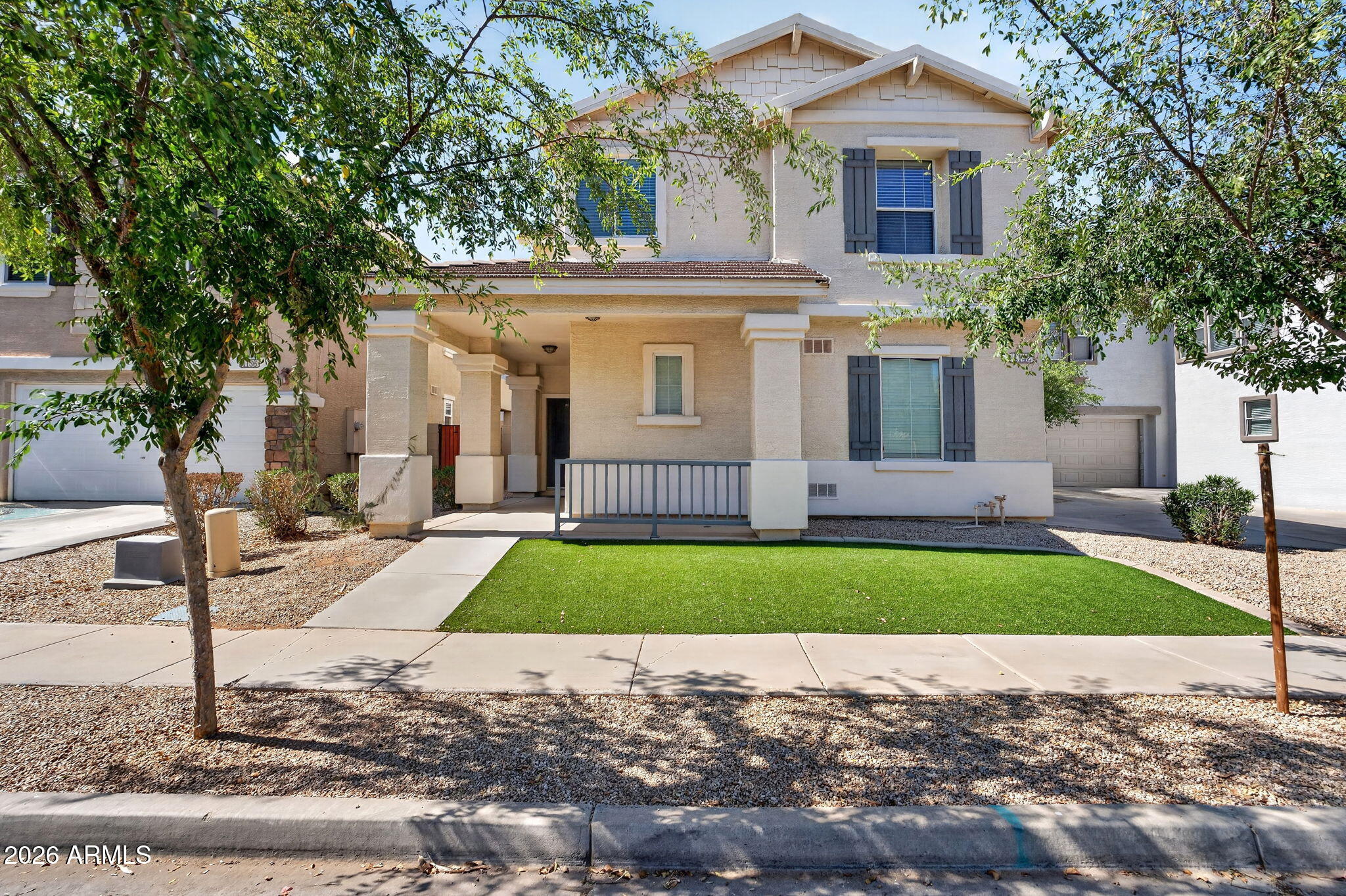 Tucked into the popular Gardens community in the heart of Gilbert, this 4-bedroom, 2.5-bathroom home sits directly across from the neighborhood park, the kind of front-yard view that's hard to find. Inside, 1,713 SQFT lives larger than the number suggests, with 9-foot flat ceilings, dual-pane windows, & a smart two-story layout that keeps living downstairs and bedrooms up. The kitchen anchors the main level with freshly painted cabinets, granite counters, a breakfast bar, built-in microwave, reverse osmosis system, & a soft water loop already in place. Updated light fixtures throughout give the home a current, move-in-ready feel. Upstairs, a generous loft opens up flex space for an office, playroom, or second living area, & the primary suite delivers a walk-in closet. Special Features &amp; Upgrades - 4142 E Gail Dr.

2023 Remodel
Ï Kitchen cabinets
Ï LED recessed lighting in kitchen
Ï New light fixtures throughout
Ï New blinds throughout
Ï New refrigerator
Ï New paint throughout
Ï New bathroom vanities/faucets upstairs
Interior Features
Ï Wi-Fi keypad entry
Ï USB outlets
Ï Dog door with secure slide-in lock
Ï Tile flooring throughout
Ï Granite countertops in kitchen
Ï Quartz countertops in both upstairs bathrooms
Ï Upgraded appliances
Garage &amp; Exterior
Ï Deep garage with storage racks
Ï Irrigation/drip system
Ï Artificial turf in front - High quality
Location Highlights
Ï Park with playground directly across the street
Ï Ample street parking
Ï Low HOA - high value
Ï Nearby walking paths
Ï Convenient access to schools, shopping, and the freeway