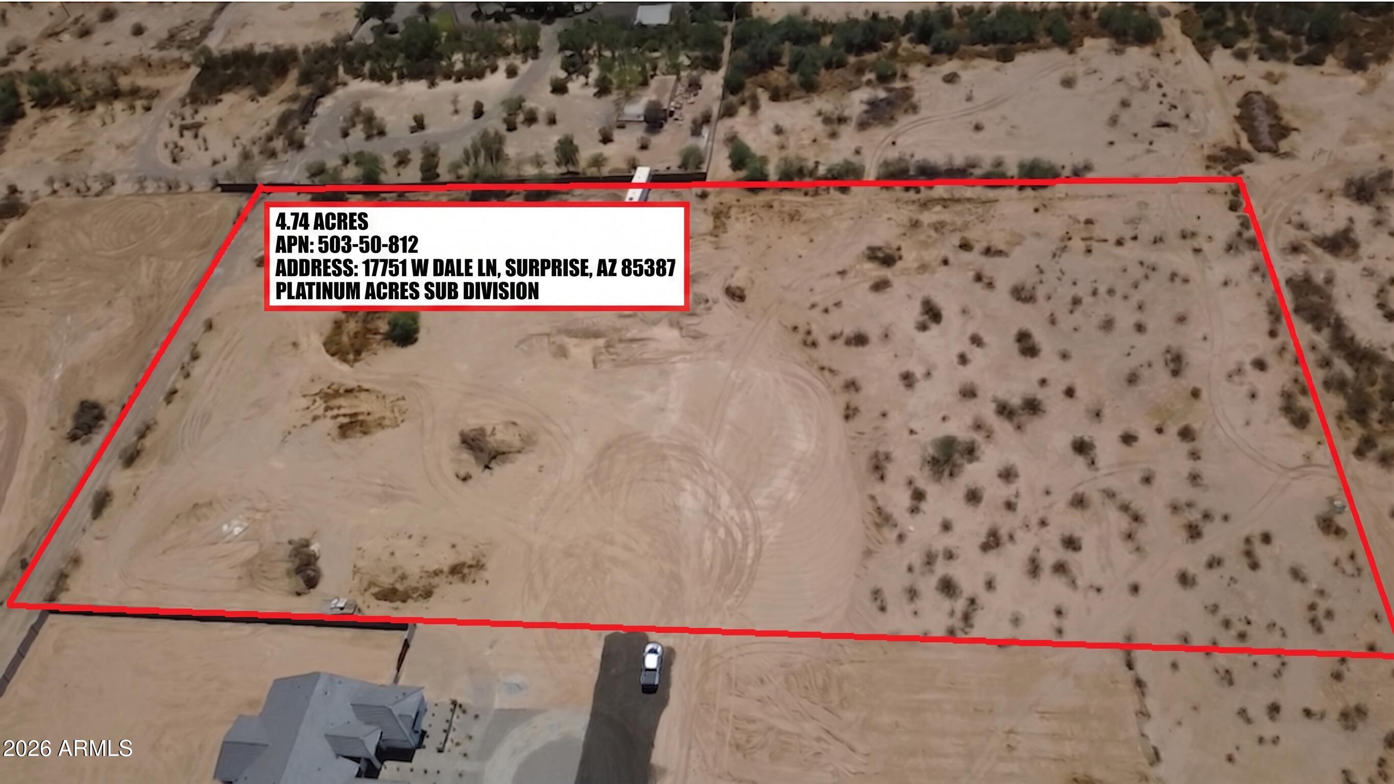 Nearly 5 acres zoned 2.R in Maricopa County surrounded by high-end homes. Water & power infrastructure already brought to the property by the builder developing to the north -- utilities ready to tap. Room for horses, toys, animals & wide open space. Tucked away from the noise but close to
everything the NW Valley has to offer.
