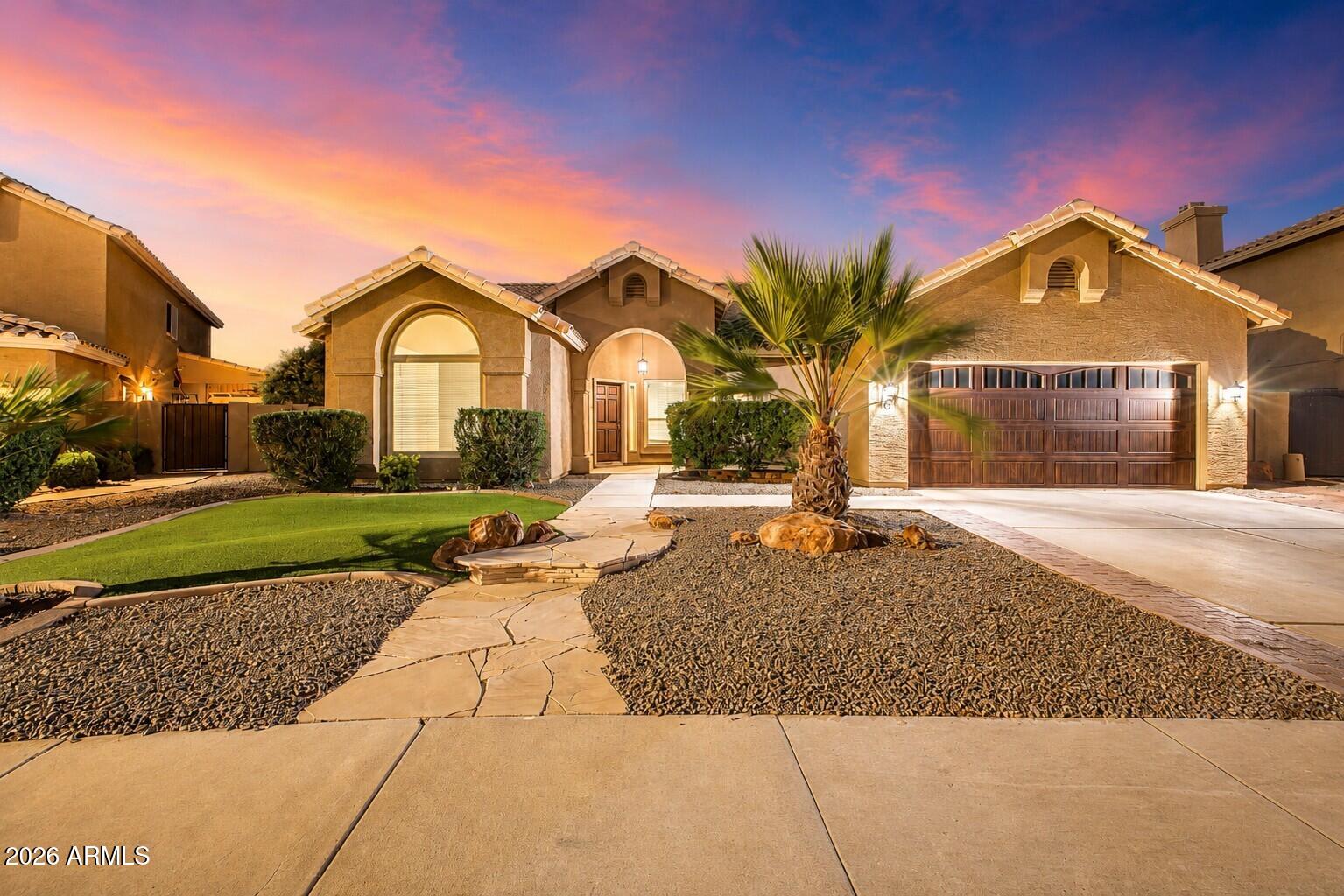 Move-in ready with the MAJOR SYSTEMS & UPDATES already completed! Located in the desirable lake community of Lago Estancia, just minutes from Downtown Gilbert, shopping, dining, and entertainment, this beautifully updated Pulte-built home offers quality construction and exceptional pride of ownership throughout. Recent improvements include a new roof (2024), interior paint (2024), new flooring in bedrooms and front room (2024), water heater (2021), remodeled primary bathroom (2020), HVAC system (2019), remodeled PebbleSheen pool with updated decking (2019), and insulated garage door (2019). Inside, you'll find an inviting great room centered around a wood-burning fireplace, along with a beautifully updated primary suite featuring a freestanding soaking tub and walk-in shower. Energy-efficient dual-pane windows provide year-round comfort and efficiency.

Step outside to your own backyard retreat, complete with a sparkling remodeled pool and low-maintenance synthetic turf in both the front and backyard. This is the kind of home that rarely comes along: thoughtfully updated, meticulously maintained, and truly ready for its next owner.