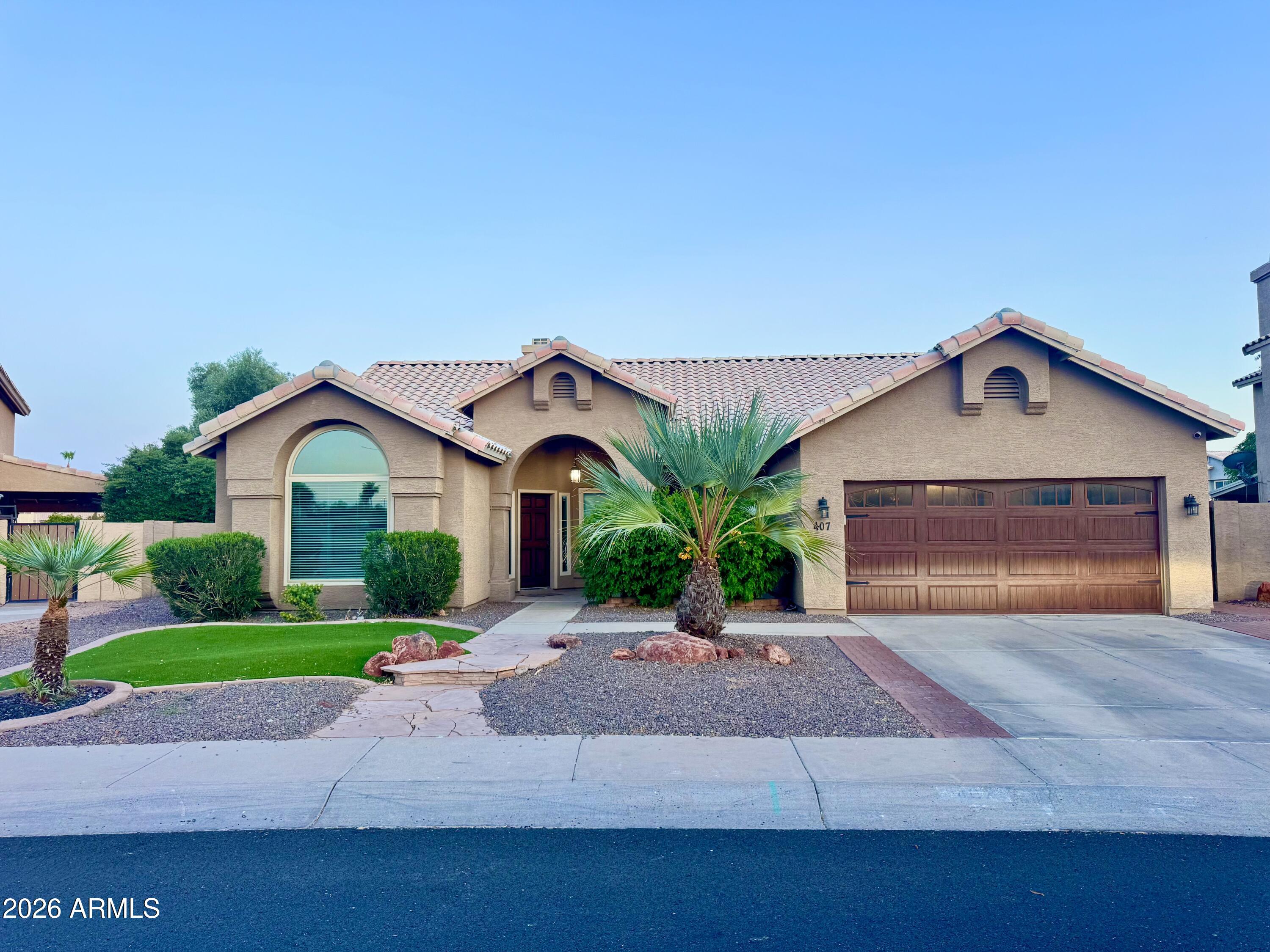 Move-in ready with the MAJOR SYSTEMS & UPDATES already completed! Located in the desirable lake community of Lago Estancia, just minutes from Downtown Gilbert, shopping, dining, and entertainment, this beautifully updated Pulte-built home offers quality construction and exceptional pride of ownership throughout. Recent improvements include a new roof (2024), interior paint (2024), new flooring in bedrooms and front room (2024), water heater (2021), remodeled primary bathroom (2020), HVAC system (2019), remodeled PebbleSheen pool with updated decking (2019), and insulated garage door (2019). Inside, you'll find an inviting great room centered around a wood-burning fireplace, along with a beautifully updated primary suite featuring a freestanding soaking tub and walk-in shower. Energy-efficient dual-pane windows provide year-round comfort and efficiency.

Step outside to your own backyard retreat, complete with a sparkling remodeled pool and low-maintenance synthetic turf in both the front and backyard. This is the kind of home that rarely comes along: thoughtfully updated, meticulously maintained, and truly ready for its next owner.