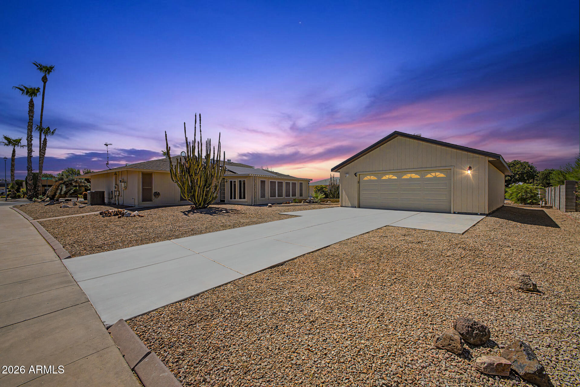 Garage Lovers, Hobbyists & Car Collectors--This One Is a Rare Find!  Ultimate 6-car garage setup on an oversized corner lot! This unique home is a hobbyist & car collector's dream, featuring an incredible 4-bay detached garage with a built-in workshop and cabinets. You also get a 2-car attached garage w/workbench & storage for endless project or storage potential. Inside, enjoy a beautifully updated kitchen, a custom tiled walk-in shower in the owner's suite & a spacious enclosed patio perfect for year-round entertaining. Everyday convenience shines with a large laundry room & massive storage throughout. Major updates provide total peace of mind: a new A/C (2024) & a worry-free roof (10 years old).  This property is truly one of a kind & won't last long.