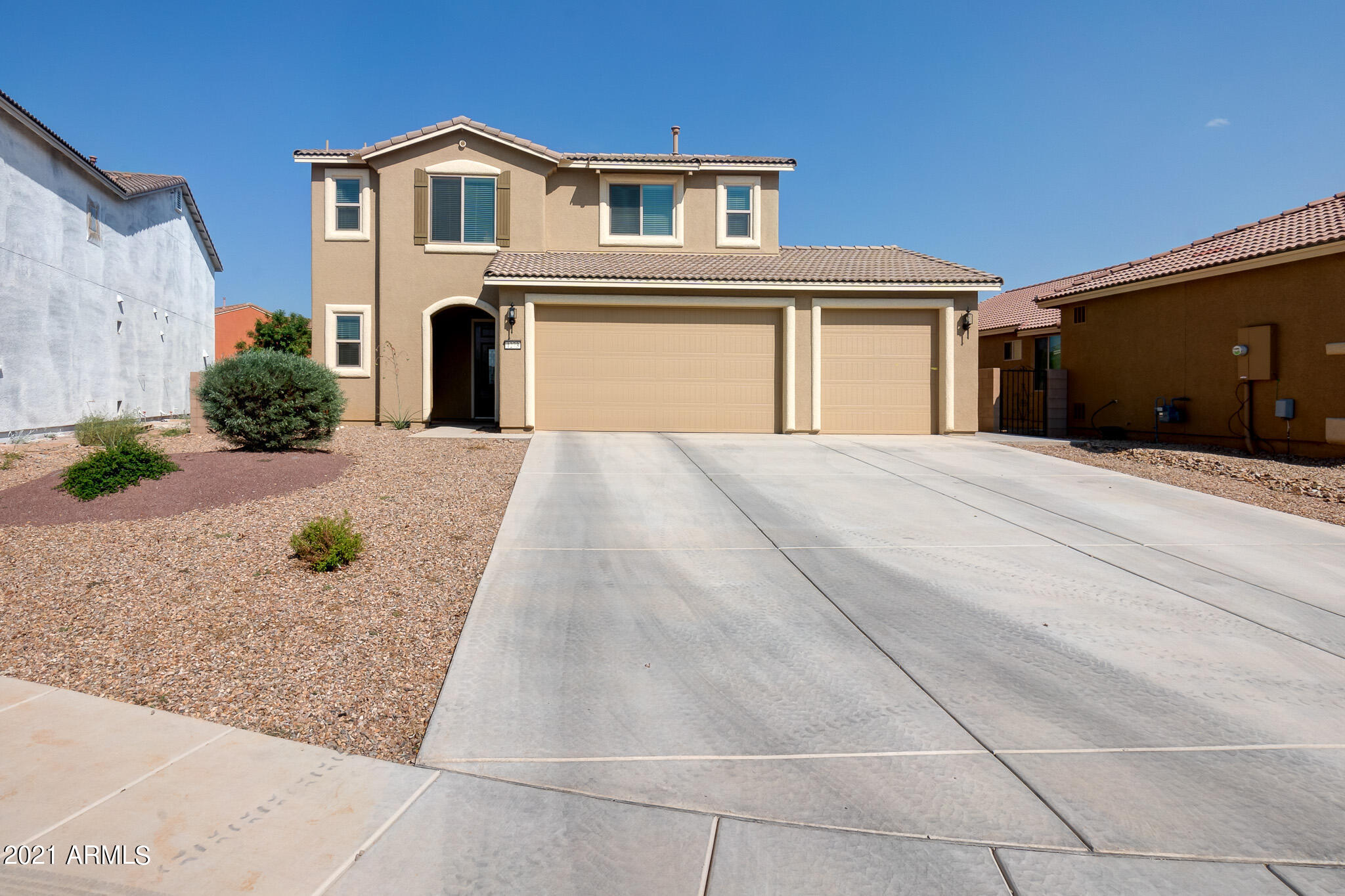 Practically brand new waiting for you! Stunning 4 bedroom/ 2.5 bathroom two story home in the middle of town- close to shopping and Fort Huachuca. Plenty of space for all your cars and toys with this 3 car garage . Inside design is beautiful with wood-like tile, open concept kitchen to 2nd living room. Eat in dining area right off the kitchen. Large under stair storage. Upstairs you will find oversized bedrooms, bathroom, laundry room and primary suite with on-suite. Backyard patio slab has been extended to allow for more entertaining space. You will want to see this one immediately.
