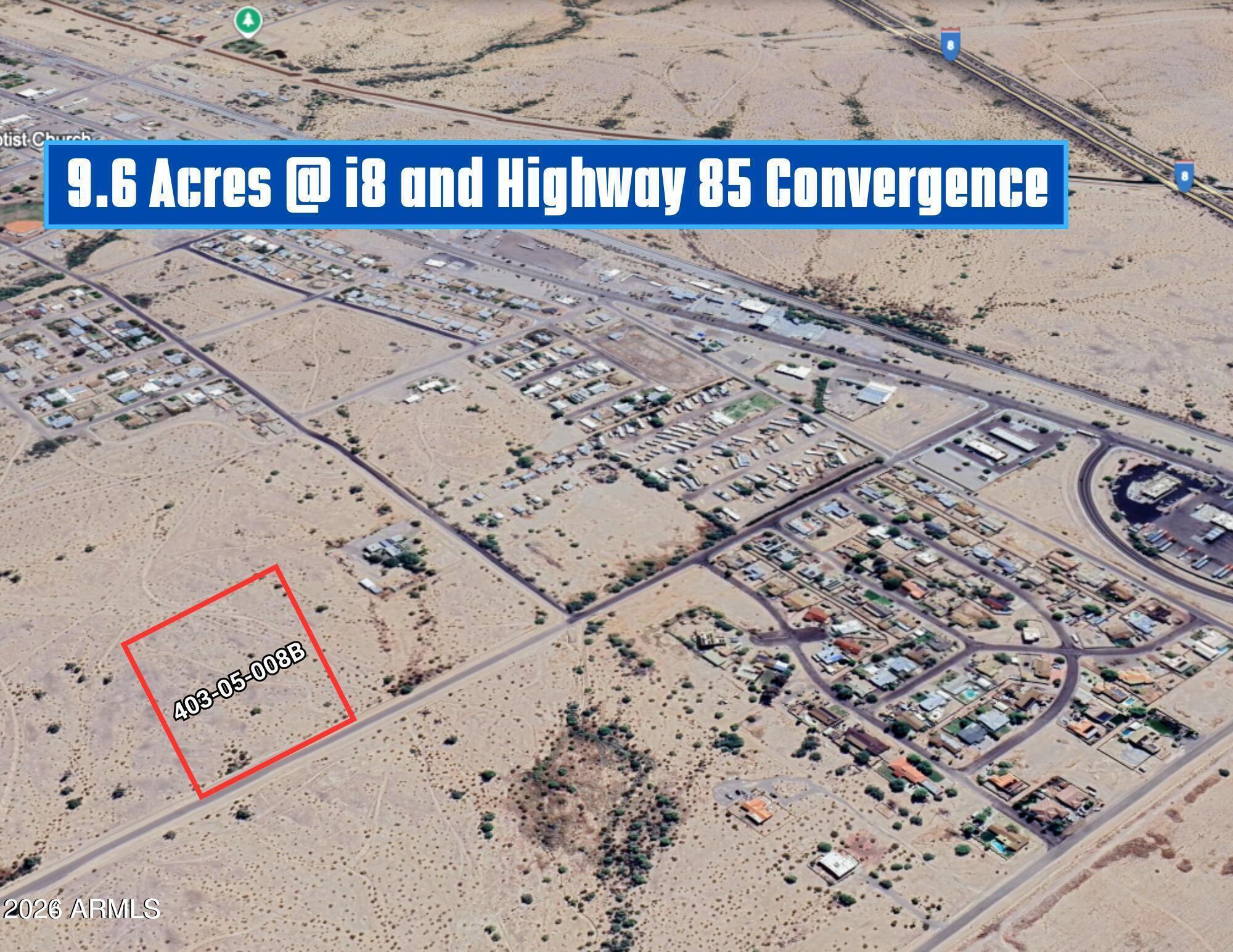 Attention investors and developers! Seize this rare opportunity to acquire nearly 10 acres of prime land, strategically located near the 85 and I-8 in Gila Bend. Zoned R1, this expansive property is ready for your vision--whether it's creating a signature residential community or an exclusive desert escape. With utilities close by and positioned in a high-growth area, this parcel is poised to appreciate rapidly. Capture the essence of tranquil desert living while being just moments from major routes and amenities. Secure this prime development site before it's gone!