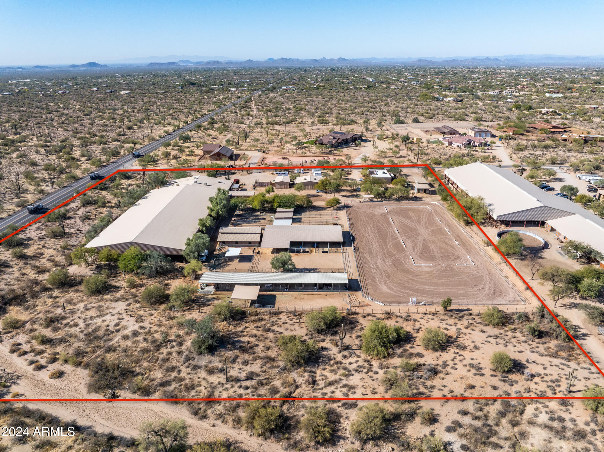 Here's your opportunity to own one of North Scottsdale's most renowned equestrian training facilities. This 9.3 acres of prime real estate, features a state-of-the-art covered arena, expansive outdoor arena & multiple turn-outs. With everything you need for both training & comfort, the facility is designed to meet the needs of professionals & enthusiasts alike. Easy access to Scottsdale's best amenities, this facility blends the best of convenience & functionality, offering the most ideal location for training, boarding & hosting events. Whether you're a professional trainer, an equestrian enthusiast, or a business-savvy entrepreneur, this property is positioned to support your passion and elevate your equestrian experience. See Documents Tab for a detailed description of amenities.