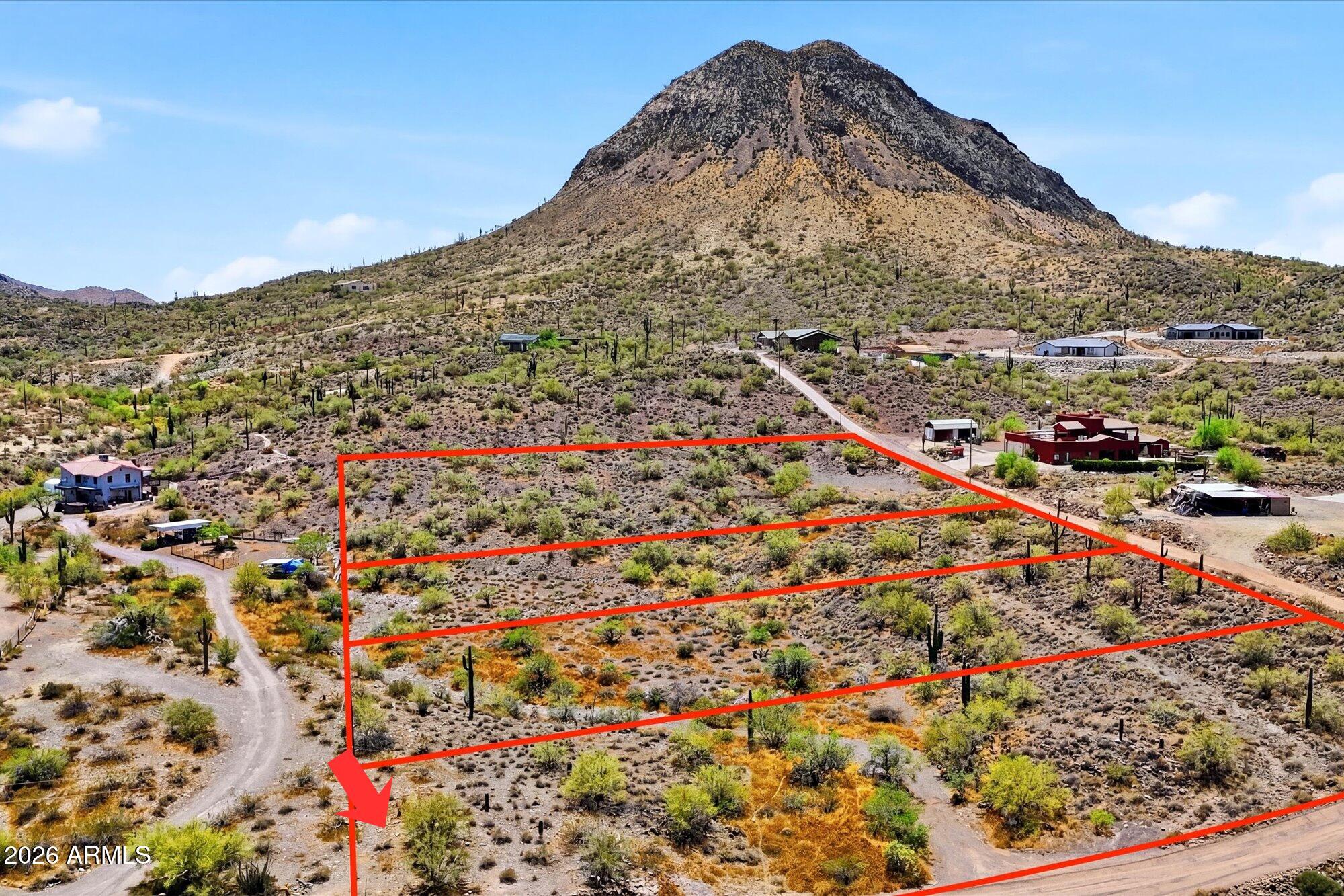 Create your own paradise In New River! Proposed parcel from a larger acreage offering power nearby and a prime location just off the pavement. Enjoy stunning mountain views, breathtaking sunsets, and convenient access to I-17 and the greater Phoenix metro area. No HOA and endless possibilities all at your fingertips. Buyer to verify zoning/use, utilities, access, lot dimensions, and all other pertinent information. Lot split to be completed prior to close of escrow. Do not use address to locate; use GPS coordinates 33.913739, -112.121212.
Proposed parcel from a larger acreage offering. Final lot dimensions and APN to be assigned upon completion of the lot split.