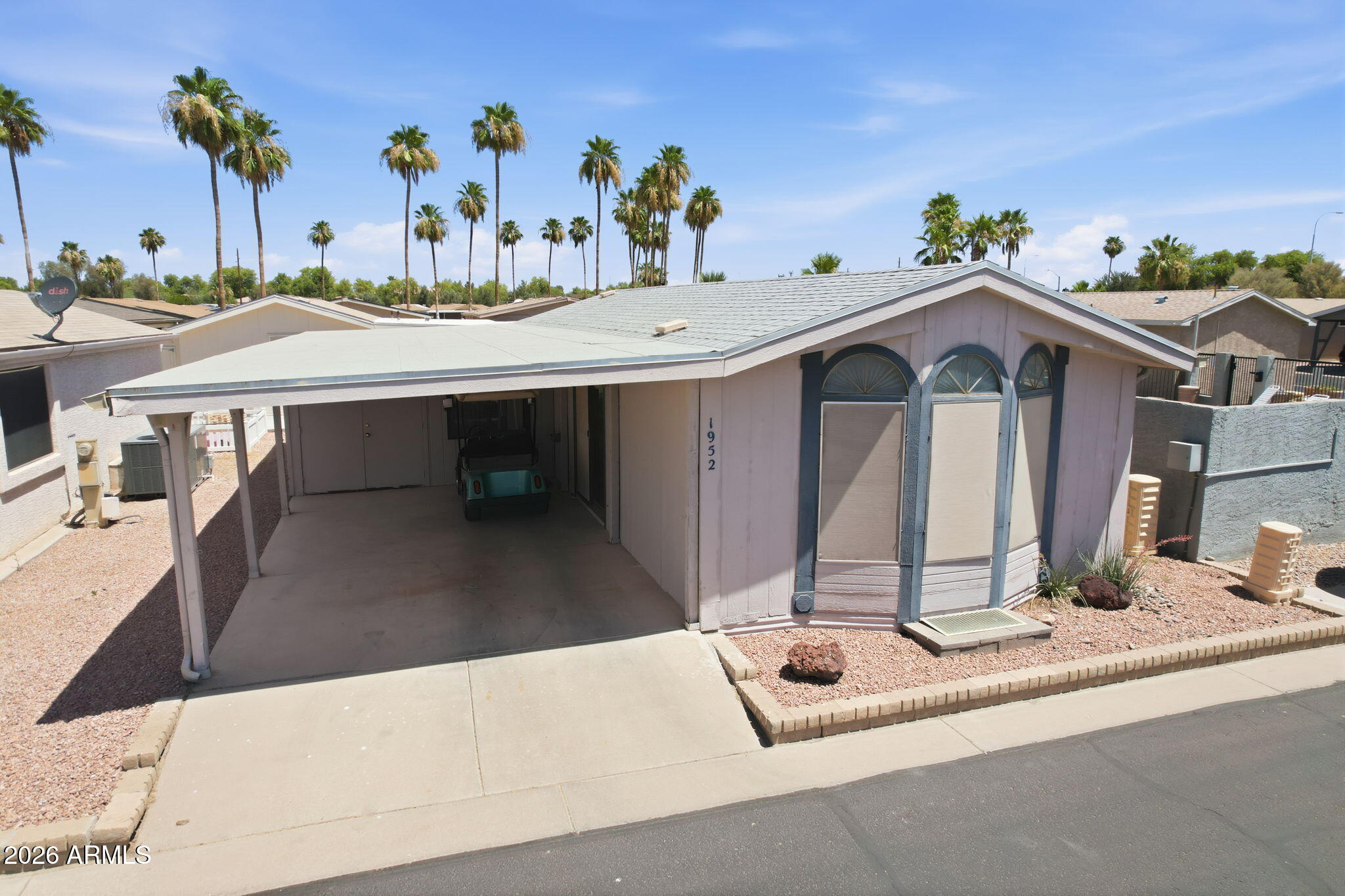 Affordable living in the highly sought-after SunBird Golf Resort! This charming 1-bedroom, 1-bath manufactured home features a spacious living room, kitchen with breakfast bar, large bonus room, covered carport, and additional storage. Enjoy the active Arizona lifestyle with access to an 18-hole golf course, two heated pools, spa, fitness center, billiards room, pickle ball, tennis, shuffleboard, and a full calendar of community activities. Perfect as a year-round residence, winter retreat, or investment opportunity. Located in a gated, age-restricted community offering resort-style amenities and a vibrant social atmosphere. Tenant occupied with a 1-year lease in place.