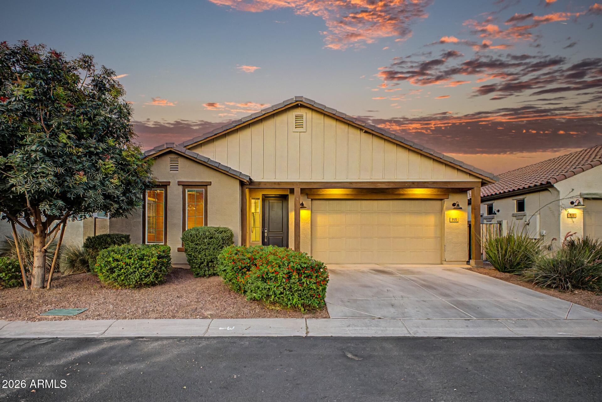 Built in 2020 and located in Goodyear's desirable Centerra community, this 3-bedroom, 2-bath home offers modern, low-maintenance living in an exceptionally convenient location. With 1,525 SF, an open-concept layout, and a 2-car garage, the home is designed for easy everyday living and a true lock-and-leave lifestyle. Residents enjoy access to the community pool and are within walking distance to shopping, dining, entertainment, and the new 86-acre Goodyear Recreation Campus featuring parks, an aquatic center, fitness and recreation spaces, and year-round activities. Conveniently located near Goodyear Ballpark and spring training. Newer construction means added peace of mind with newer major systems, roof, and HVAC.