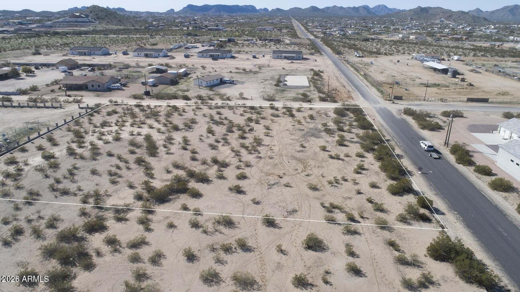 Beautiful residential corner lot in San Tan Valley, nice and level for an easy build. The lot has Mountain Views and is zoned for Horses.