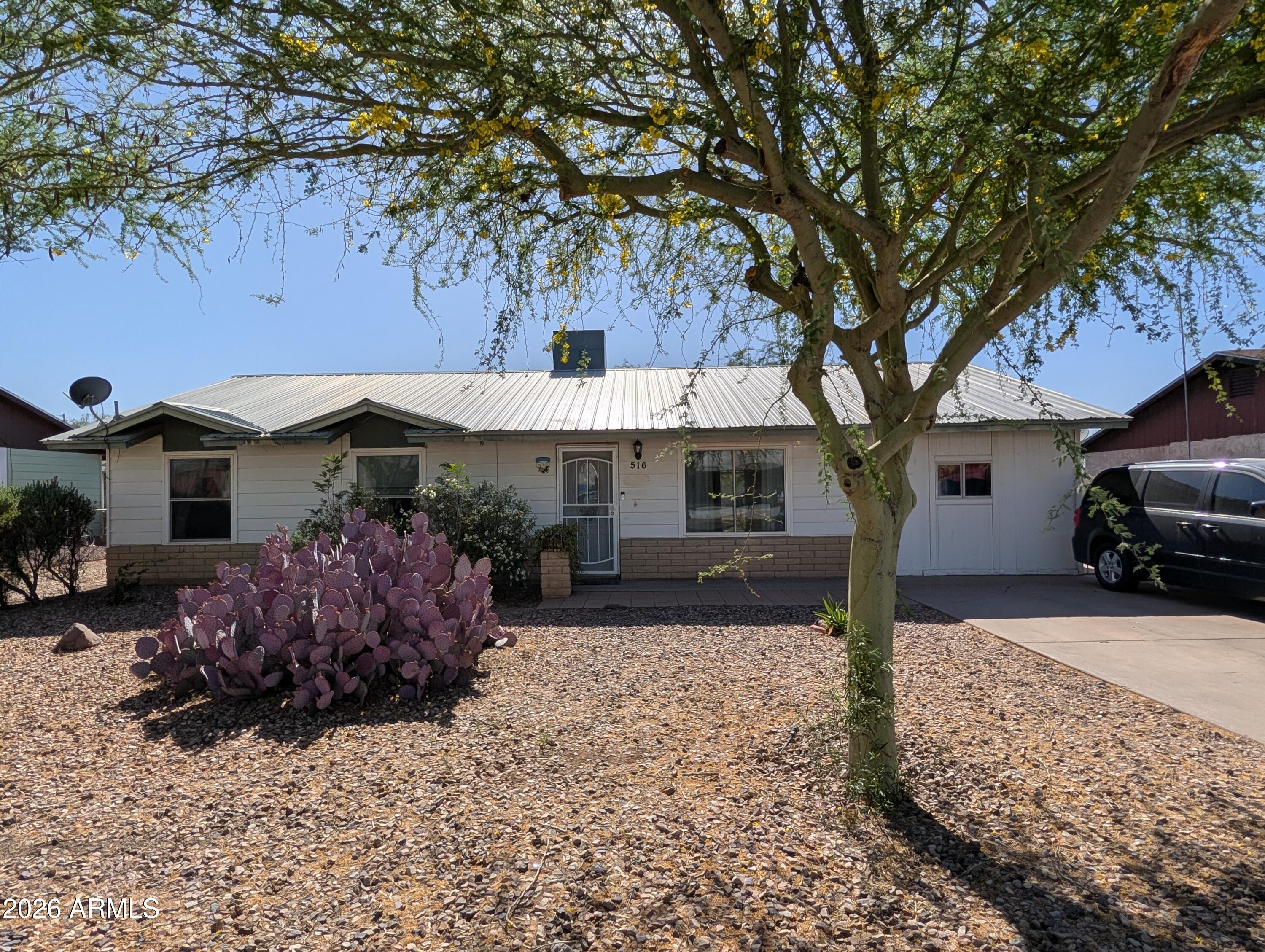 Immediate savings with No HOA! This home is full of potential and ready for your personal touch! Originally a 4-bedroom home, it can easily be converted back to add the extra bedroom if desired. The enclosed carport provides additional living space, offering flexibility for a family room, game room, office, or hobby area.

Inside, you'll find an open floor plan and an amazingly cool A/C unit to keep you comfortable in the hot summer months. Step outside to enjoy the huge landscaped backyard complete with a storage shed and RV gate -- plenty of room for toys, gardening, or entertaining.

Priced to allow for updates and repairs, this property is a true diamond in the rough with endless possibilities!