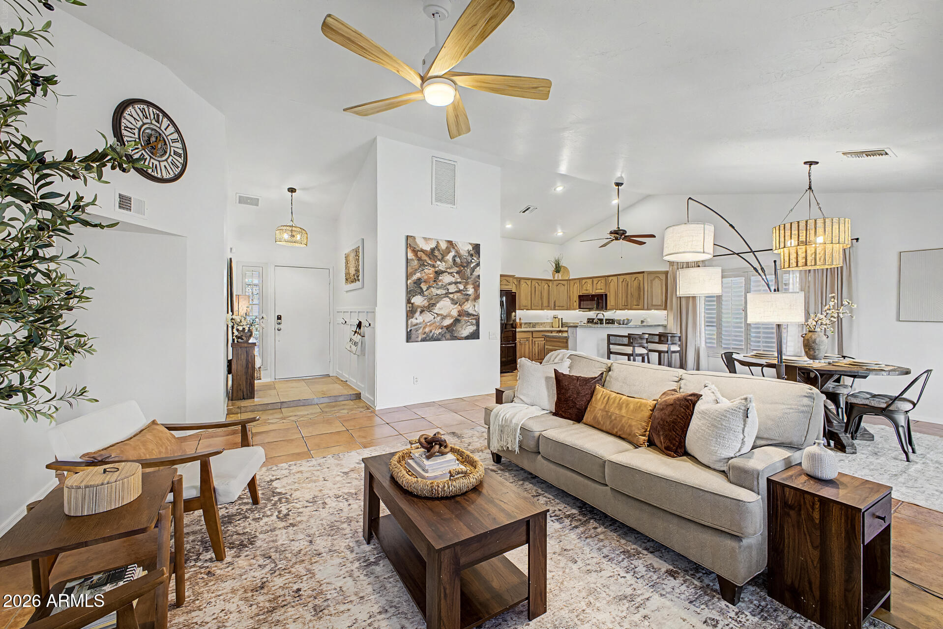 Discover this beautifully updated 3-bedroom/2-bathroom home in the highly sought-after Beacon Hill community of North Phoenix with NO HOA. The open floor plan, soaring vaulted ceilings, abundant natural light, and stunning stone fireplace create a warm and inviting space. With a strong offer, the solar panels will be paid off at closing, allowing you to enjoy the benefits of energy savings from day one! The kitchen features granite countertops, upgraded cabinets, and pull-out cabinet shelving, while the spacious primary suite offers private backyard access. Step outside to your own backyard oasis with a sparkling pool, new Cool Deck, low-maintenance turf, and mature palm trees and citrus trees. Major updates include a 2025 Trane HVAC system with a transferable warranty, new ductwork, added attic insulation, fresh interior and exterior paint, and copper plumbing throughout. Washer, dryer, and garage refrigerator all convey. Ideally located near Loop 101 with convenient access to shopping, dining, entertainment, and schools, this move-in-ready home offers the perfect blend of comfort, style, and convenience. Come experience all it has to offer and see why you'll want to call this house your home.