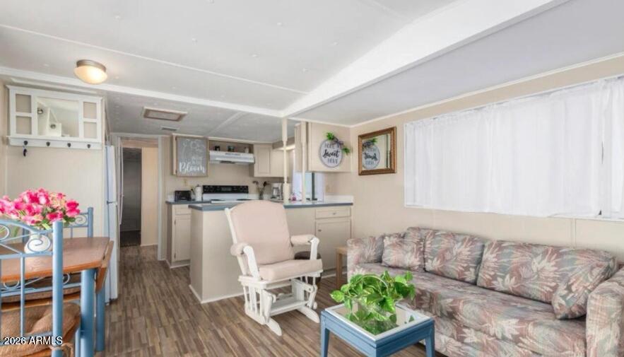 Welcome home! This charming remodeled mobile home offers a welcoming covered patio, ideal for outdoor relaxation, and a storage shed for all your extra items. Discover an open layout displaying wood-look flooring & neutral palette exuding a calming atmosphere and works well with any decor style. The kitchen has ample counter space for meal prep, matching appliances, and panel cabinets for optimal storage. The perfectly-sized bedroom offers a cozy retreat at the end of the day. You'll find a bathroom equipped with a practical shower and tub combo. Don't miss this opportunity!