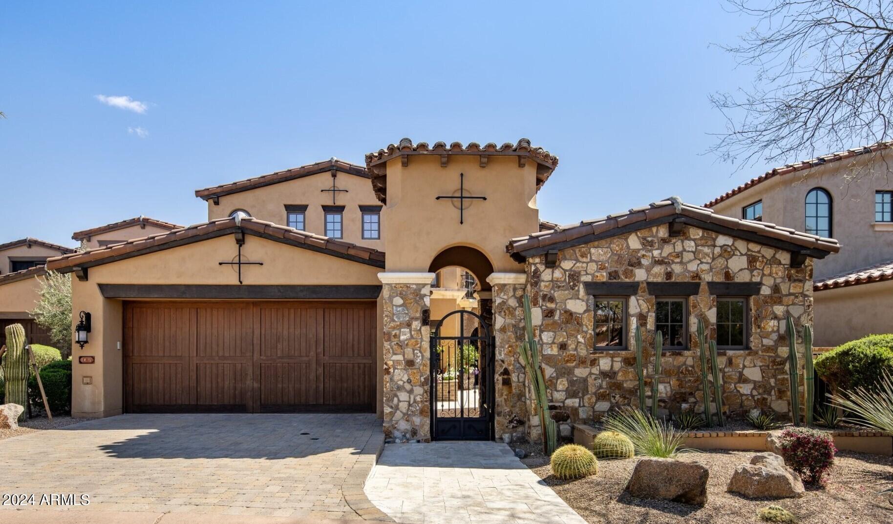 This Canyon Villa, nestled within the prestigious guard-gated enclave of Silverleaf and masterfully crafted by the renowned Bing Hu, characterizes luxury living. Boasting 5 bedrooms and 5.5 bathrooms, 4,533 square feet, this residence offers a blend of sophistication and comfort. The expansive great room is accentuated by charming wood beam ceilings, creating an inviting ambiance that seamlessly flows onto the covered patio. Whether hosting indoor gatherings with friends or enjoying serene evenings outdoors while the sunset casts a golden glow over the McDowell mountains, this space offers spectacular views, making it the perfect setting for every occasion. Thoughtfully updated, this home features a Chef's kitchen, Bifold doors, new wood flooring throughout adds warmth and elegance to every corner of this abode.

Convenience and privacy define the main level, which hosts a luxurious primary bedroom suite, office with views, open great room with vaulted ceilings providing a sanctuary of comfort and relaxation.

Stepping into the front lushly landscaped courtyard, guests are greeted by a detached guest casita, complete with a heated pool and spa. Whether lounging poolside or enjoying a rejuvenating soak, visitors are treated to an unforgettable retreat experience.

Silverleaf, located in North Scottsdale, Arizona, is a prestigious guard gated community known for its luxurious estates, exclusive golf courses, private Club and stunning desert landscapes. The Tom Weiskopf-designed Silverleaf Golf Course is a highlight for golf enthusiasts. With a blend of Spanish and Mediterranean-inspired architecture, the community offers a high standard of living, including upscale amenities like spas, fine dining, and exclusive shopping. Residents enjoy a harmonious balance between modern luxury and the natural beauty of the desert environment, making Silverleaf a sought-after destination for those seeking an exceptional lifestyle in North Scottsdale.