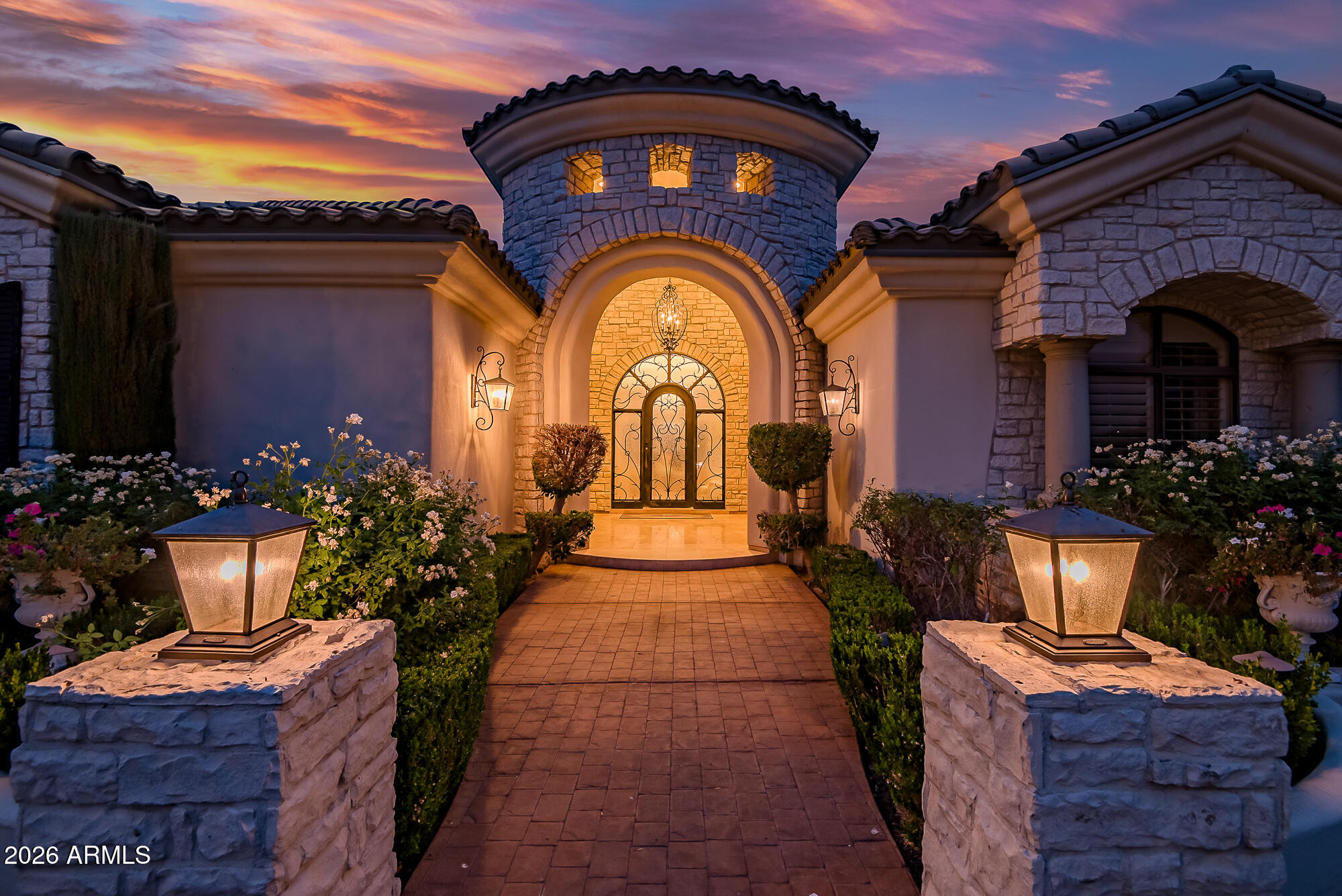 Every inch of this 5,000+ sq ft estate has been considered -- upgraded flooring, countertops, cabinetry, and three new AC units, all modernized in 2023. The primary suite is a private retreat with its own courtyard, fireplace, sauna, and fully remodeled bathroom. A home gym, executive office, and smart home AV set the tone inside, while the resort grounds deliver a pool, spa, pickleball court, pizza oven, and private dog run. Extra wide RV garage plus 3 cars. No HOA.