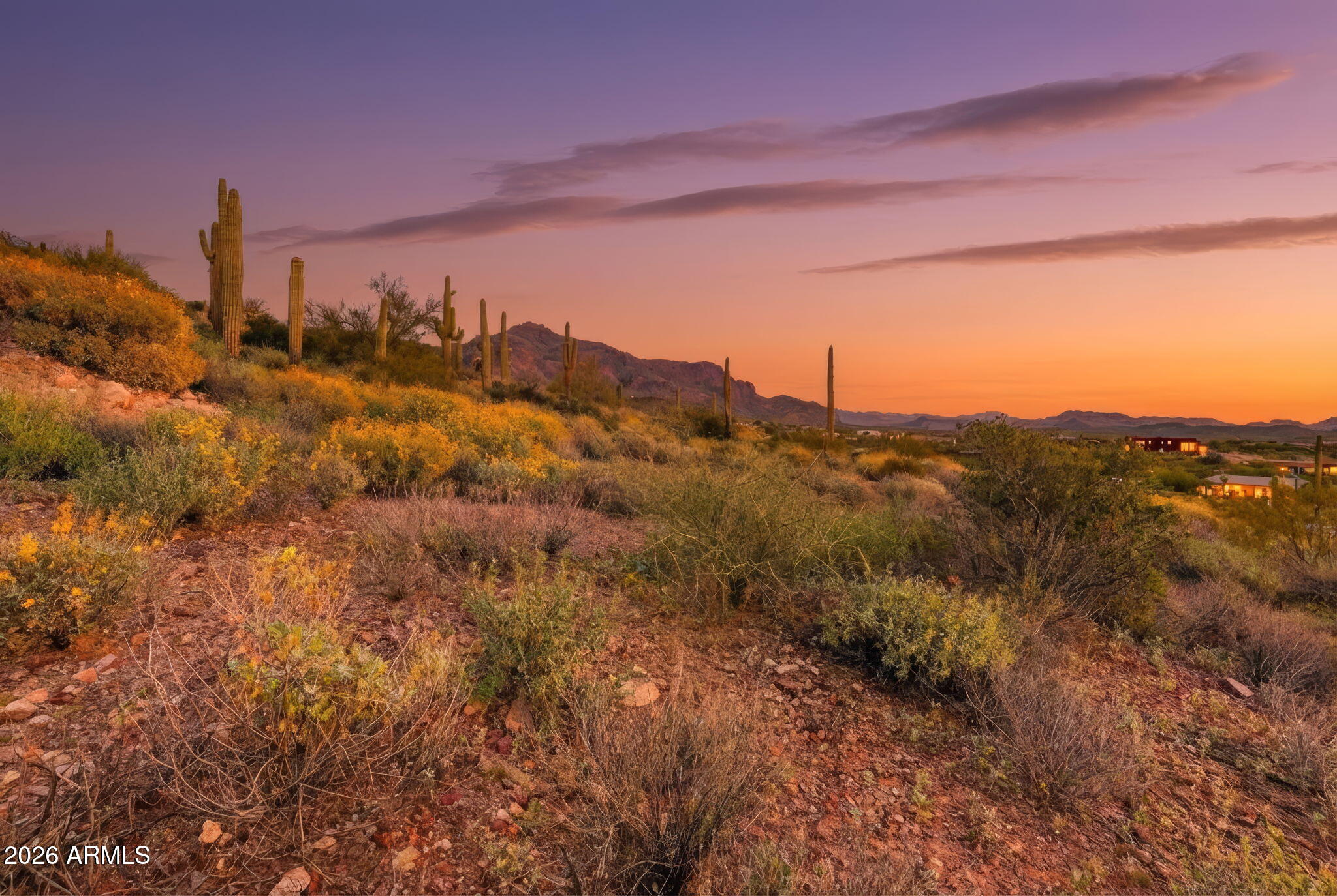 Ready to build hillside lot with utilities on site. This lot is part Montana Dorada consisting of just 23 lots, all with amazing views, located just minutes from The US 60, and only 30 minutes from Phoenix Sky Harbor Airport. This custom homesite has water, sewer, and electric hookups all underground on property paving the way for a custom build without the added cost of bringing in essential utilities. Montana Dorada offers PAVED hilly roads, easy access to City life, and gorgeous views in all directions. Known for its amazing golfing, biking, and outdoor adventure; Gold Canyon is truly one of the best kept Arizona secrets. The sweet community of Montana Dorada offers the perfect landscape to blend modern amenities with desert tranquility in the foothills of the Iconic Superstation Mnts. All renderings are artistic representations intended for conceptual visualization only.