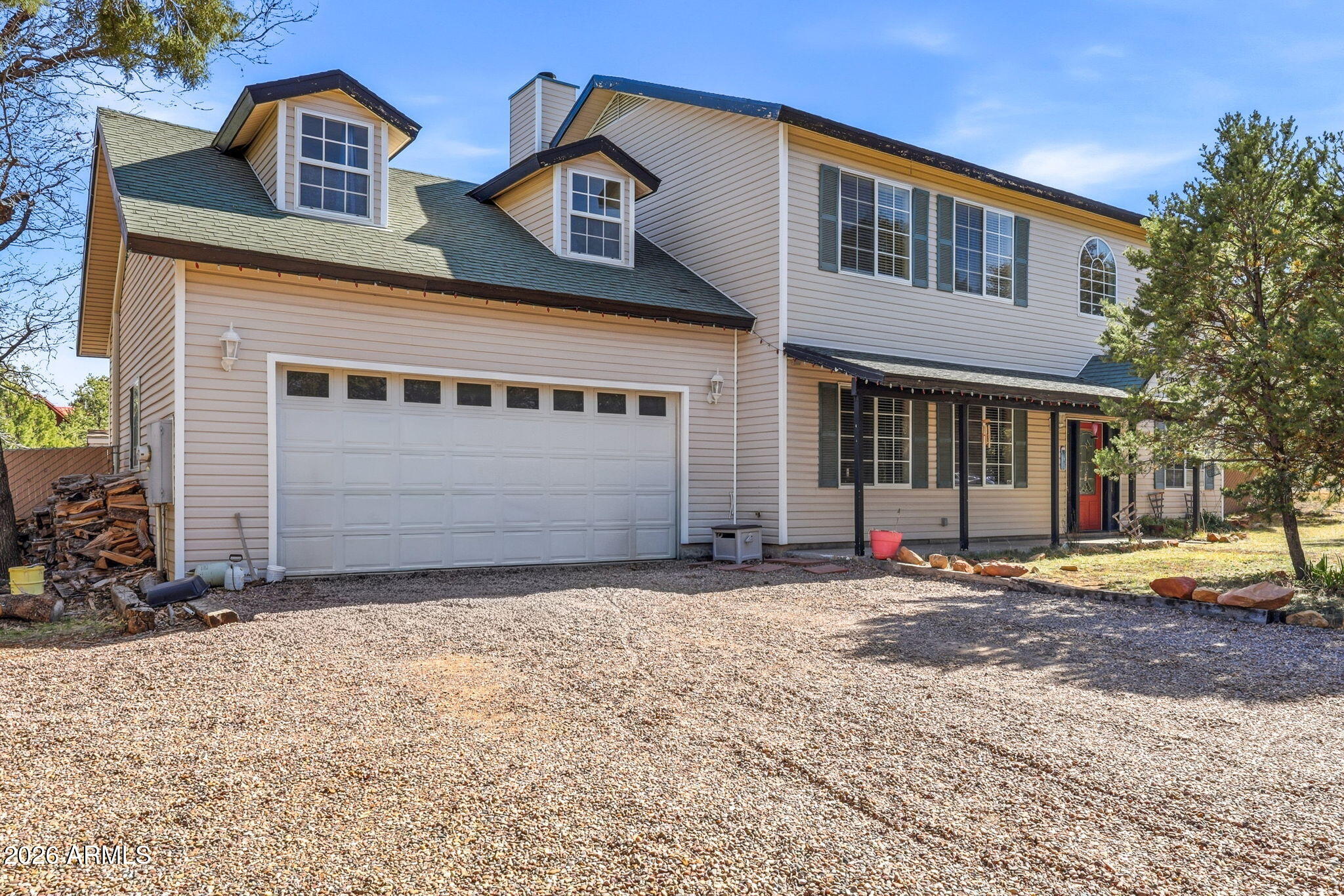 Raise a family in a spacious 2400 sf home w/ attached garage in coveted High Country Pines subdivision of Heber! 3 BR, 2 dens, 2 ½ baths. A large great room with wood burning fireplace opens to the dining room & kitchen that has an abundance of space and stainless steel appliances! Additional downstairs den can be used as a BR.  Laundry on 1st floor with a laundry chute from the 2nd floor.  Expansive, light filled 2nd level MB has ensuite bathroom w/ dual vanities, waterfall feature shower, and a spa tub. Attached to the MB is a bonus room that can be used as an office, a nursery, or a private relaxation area. 2nd level features 2 additional guest rooms and a full bath. Fully fenced, private rear yard with an RV gate on .42 acres. Central furnace with 3 additional heat/cool mini splits