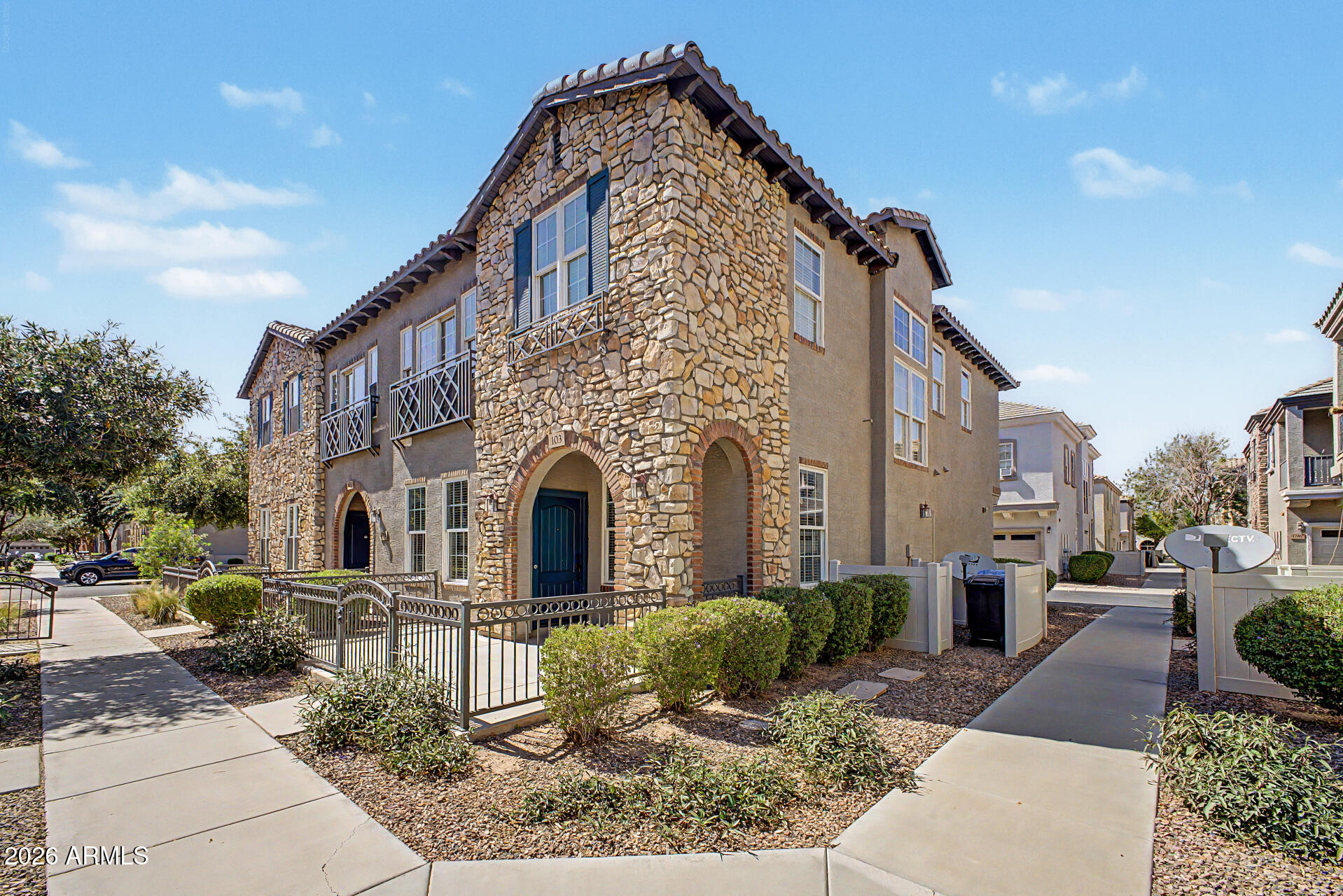 Welcome to this charming corner lot townhome nestled in the sought-after Power Ranch community! Step inside to find bright, open living spaces showcasing brand new carpet, updated LVP flooring, ANDERSEN windows, and neutral paint throughout. The kitchen shines with oak cabinetry, a generous peninsula, new appliances, and stunning granite countertops -- perfect for everyday cooking or entertaining. Retreat to the spacious primary suite featuring a walk-in closet, dual-sink bathroom, and private balcony access ideal for morning coffee or evening unwinding. Enjoy resort-style community amenities including a pool, spa, and clubhouse. Unbeatable location just minutes from premier shopping, dining, and quick access to the 202 freeway. Everything Gilbert has to offer is right at your doorstep!
