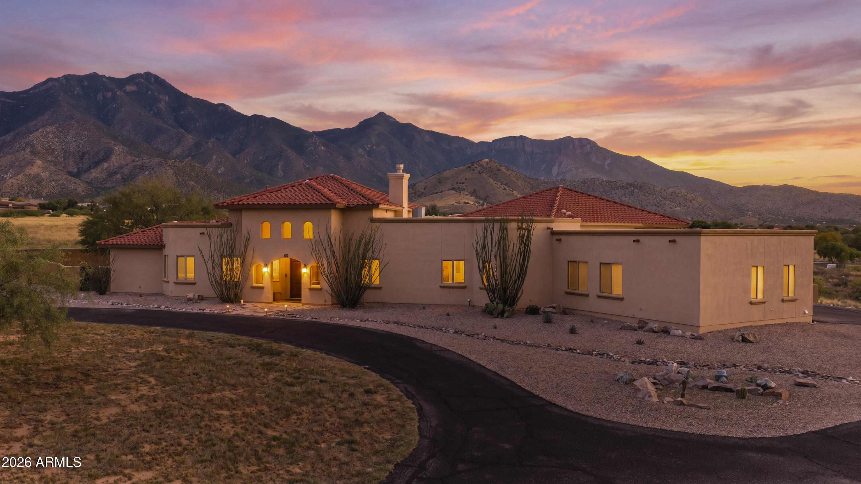 VA buyers can take advantage of an assumable loan with a low 2.3% interest rate. Featuring a pool, this home is perfect for enjoying those Arizona days and entertaining year-round. Inside, you'll find custom cabinets, granite countertops, and a cozy gas fireplace that really ties the living space together. The home also includes unique touches like an intercom system and a water softener for added convenience. Recent updates give peace of mind with updated flooring and an updated roof, both completed in 2025. Step outside to a resort style back yard with ample mountain views, custom gazebo, and gas fire pit, making the backyard ideal for gatherings and relaxing evenings. Tucked away on a cul-de-sac, this home offers a great combination of comfort, upgrades, and functionality.