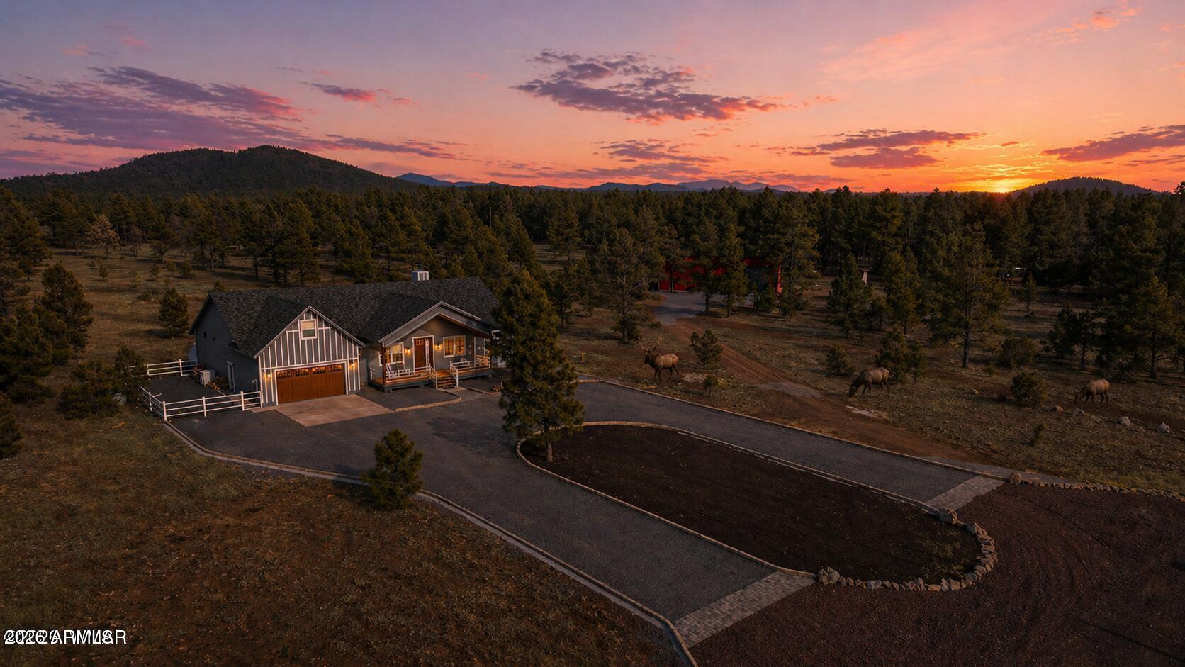 OPPORTUNITY LIKE THIS DOES NOT COME AROUND OFTEN! Set beneath tall pines on +/-1.8 acres, this beautifully built 2022 home blends refined living with mountain charm. This much acreage and a home this new with this much living space in the tall pines of Lakeside is a true rare opportunity. Whether you are looking for a full-time home, a peaceful retreat, or space for your equestrian lifestyle, this property offers it all with no HOA. The layout is open and functional, featuring a chef's kitchen with a pot filler, upgraded hardware, and great flow for entertaining. Upstairs, the bonus room includes a custom built-in Murphy bed and could be a fifth bedroom or a game room, movie room, or flex space. The home offers three well-appointed bathrooms, including a spa-like primary suite with a Custom concrete soaking tub.
Outside is where this property truly stands out, offering an incredible estate feel with brand new pavers and curbing that create a grand circular driveway, all surrounded by the privacy of the pines. In addition to the oversized two car garage with 220V power,
Two covered Trex decks provide easy, low maintenance outdoor living year round, and there is also a dedicated dog run for added convenience.
Additional features include a whole-home air purifier and two hot water heaters with recirculating pumps for added comfort and efficiency.
Bring your horses and chickens and enjoy true homestead living just minutes from Timber Mesa Trail and Panorama Trail. This is a rare opportunity to own a private, estate-style property with space, flexibility, and a setting that feels tucked away while still being close to everything. Also for sale with custom shop, apartment and additional acreage on MLS 260881.