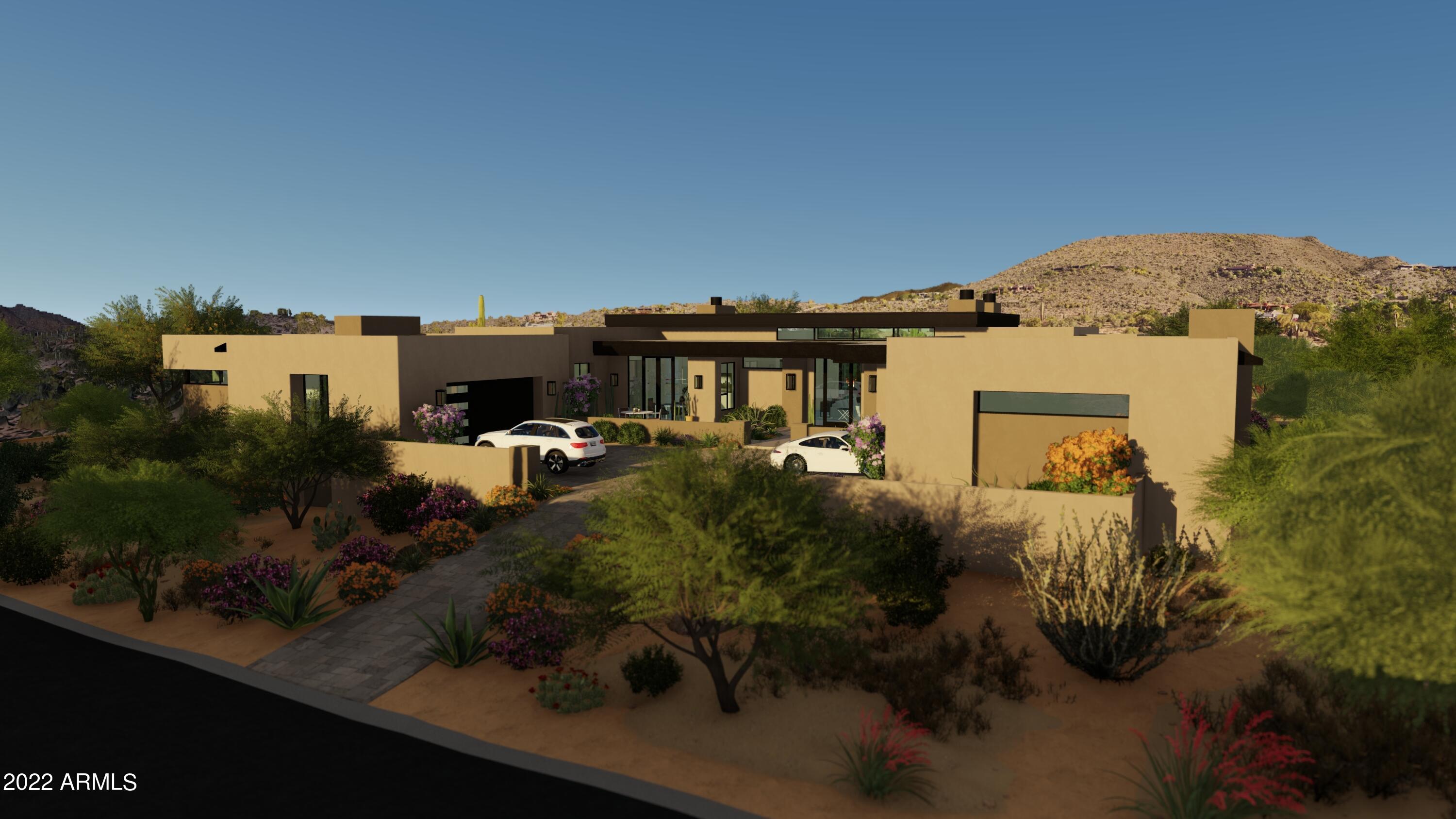 Located in the desirable Gamble Quail Preserve in world renowned Desert Mountain, this sleek contemporary designed home offers stunning mountain and sunset views.  Currently under construction with projected completion Fall 2022, this 5544 sf 4 BR 4.5 BA residence has open floorplan featuring state of the art Kitchen with Subzero/Wolf Appliances, large kitchen island, stone countertops and huge walk-in pantry with an additional refrigerator.  Formal dining room with eye-catching glass wine room.  The expansive great room has contemporary fireplace and 20 ft walls of retractable glass that seamlessly blends Arizona's glorious outdoors with the ultimate in sophisticated interiors.  A cantina wet bar has fold away windows on 2 sides creates a unique indoor/outdoor bar area, great for entertaining. The large outdoor patio areas offer fireplace, firepit, outdoor kitchen, and beautiful pool and spa.  The master suite has fireplace, luxurious bath and huge walk-in closet with built-in cabinetry and washer/dryer.  There are 3 additional bedroom suites (one easily converted to an office and one is in the large 2 room casita), a powder room, large laundry room and a 2 room Casita with living room, bedroom, kitchenette, and bathroom and oversized 5 car garage!!