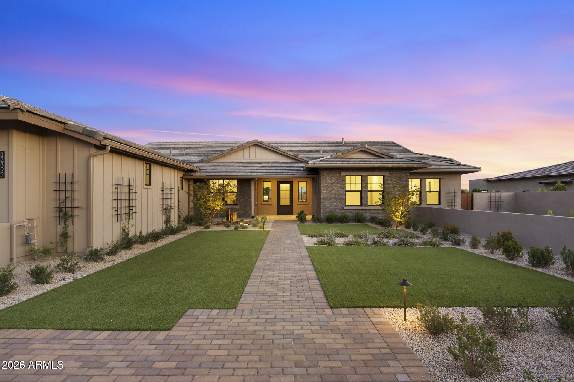 Final opportunity to own in the prestigious Emerald Hills community by Cachet Homes. Situated on an expansive ¾-acre homesite in Scottsdale's highly sought-after Shea Corridor, this brand-new luxury estate--scheduled for completion in Spring 2026--offers 4,909 square feet of refined single-level living. The thoughtfully designed floor plan features 4 bedrooms, 4.5 bathrooms, and a detached pool house complete with its own full kitchen, bath, and living space--ideal for guests or extended stays. At the heart of the home, a chef's kitchen impresses with dual islands, a wet bar, a separate service kitchen, and an expansive walk-in pantry.
Step outside to a resort-style backyard showcasing a sparkling pool and spa, lush landscaping, and views of the McDowell Mountains. All just moments from premier golf, scenic hiking and biking trails, upscale shopping, and top-rated schools--offering the very best of Scottsdale living.