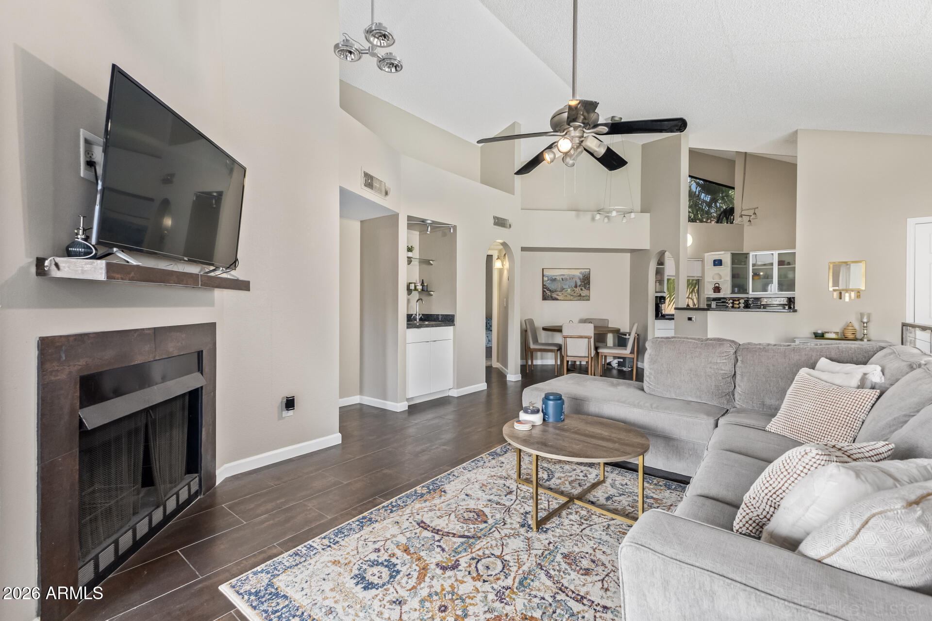 Experience elevated living in this beautifully maintained second-floor condo in the desirable Paradise Valley area. This spacious
single-level floor plan offers 2 bedrooms and 2 bathrooms with vaulted ceilings that create a bright and open feel. The updated kitchen
features granite countertops, and stainless-steel appliances. The inviting living room includes a fireplace and access to
a private balcony. The spacious primary suite offers a walk-in closet, balcony access, and an ensuite bathroom with dual sinks and a walk-in
shower. Move-in ready and ideally located just steps from the community pool--perfect for relaxing and enjoying Arizona living. Prime location in the heart of Scottsdale! Just minutes from top shopping centers, restaurants, and entertainment, with quick access to Prime location in the heart of Scottsdale! Just minutes from top shopping centers, restaurants, and entertainment, with quick access to Scottsdale Rd & Shea Blvd--everything you need is right at your fingertips.