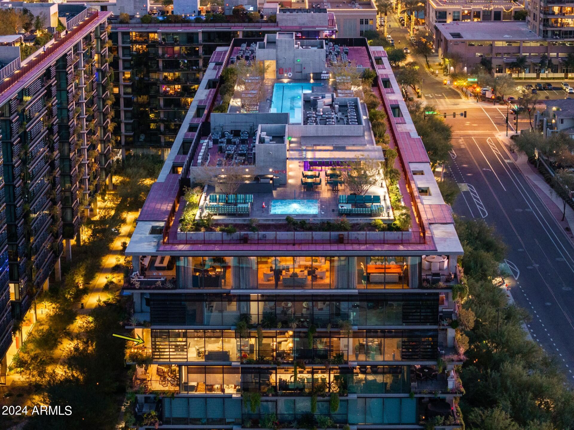 A rare opportunity to own a double size corner penthouse level unit with amazing north, east and west views from the McDowell Mountains to Cave Creek, and west for 60 miles on a clear day! This 2-unit custom combined floorplan encompasses the entire Northeast corner of the building, providing views & privacy.  Come live the ultimate lifestyle of luxury and convenience, you deserve it! Walk to all the fine shopping and dining experiences that the heart of North Scottsdale is so well known for!  3 parking spaces close to the elevators and extra storage are just another bonus with this unit.  Enjoy sunset views, city light views, a host of various mountain views & golf course views!  A full array of interior photos will be uploaded soon.