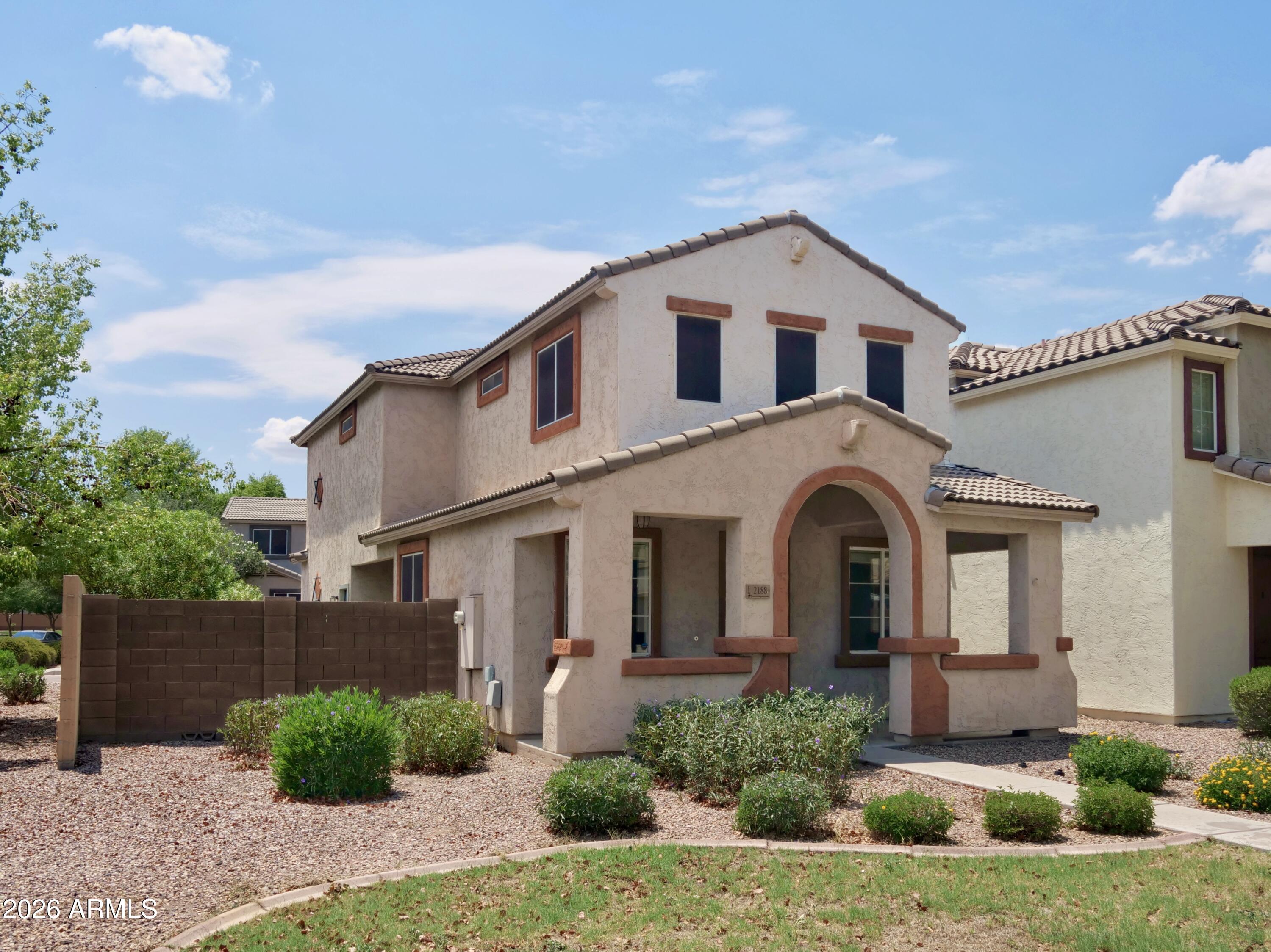 Beautiful, low maintenance, 3br/2.5ba/2G home with a great yard, one of the larger yards for this community, and a comfortable and welcoming interior living space. Newer Stainless Steel Kitchen appliances.  Walk-in pantry in kitchen and large walk-in closet in primary, shelving in garage, and cabinets in laundry room provide plenty of storage space. Covered front porch to enjoy the beautiful outdoors.  Located just down the street from community pool and close to abundant community amenities! Tree-lined street in the lush, amenity rich Willows community. Close to shopping and dining, with walkable options as well. Near Verde at Cooley Station & minutes to the 202 freeway. Enjoy the best of Southeast Gilbert and make this your home today!