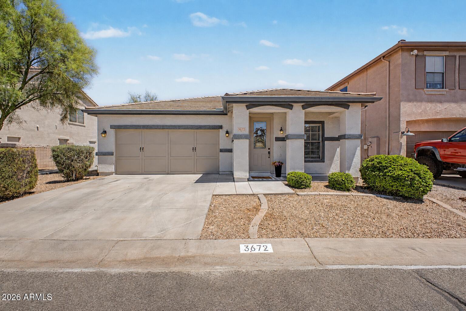 Freshly updated single-level home in a prime Gilbert location. Interior features brand-new luxury plank vinyl flooring throughout and fresh neutral interior paint from top to bottom, creating a clean, move-in-ready feel. Bright and functional floor plan with spacious living areas and a kitchen offering granite countertops, stainless steel appliances, a large island, pantry, and abundant cabinet space. The backyard is designed for low-maintenance living with artificial turf, a covered patio, and paver seating area. Additional highlights include a 2-car garage, full driveway parking, and an A/C system replaced in 2022. Less than a mile from Loop 202 access and just minutes from SanTan Village, Topgolf, Main Event, and Epicenter at Agritopia for prime dining & shopping.