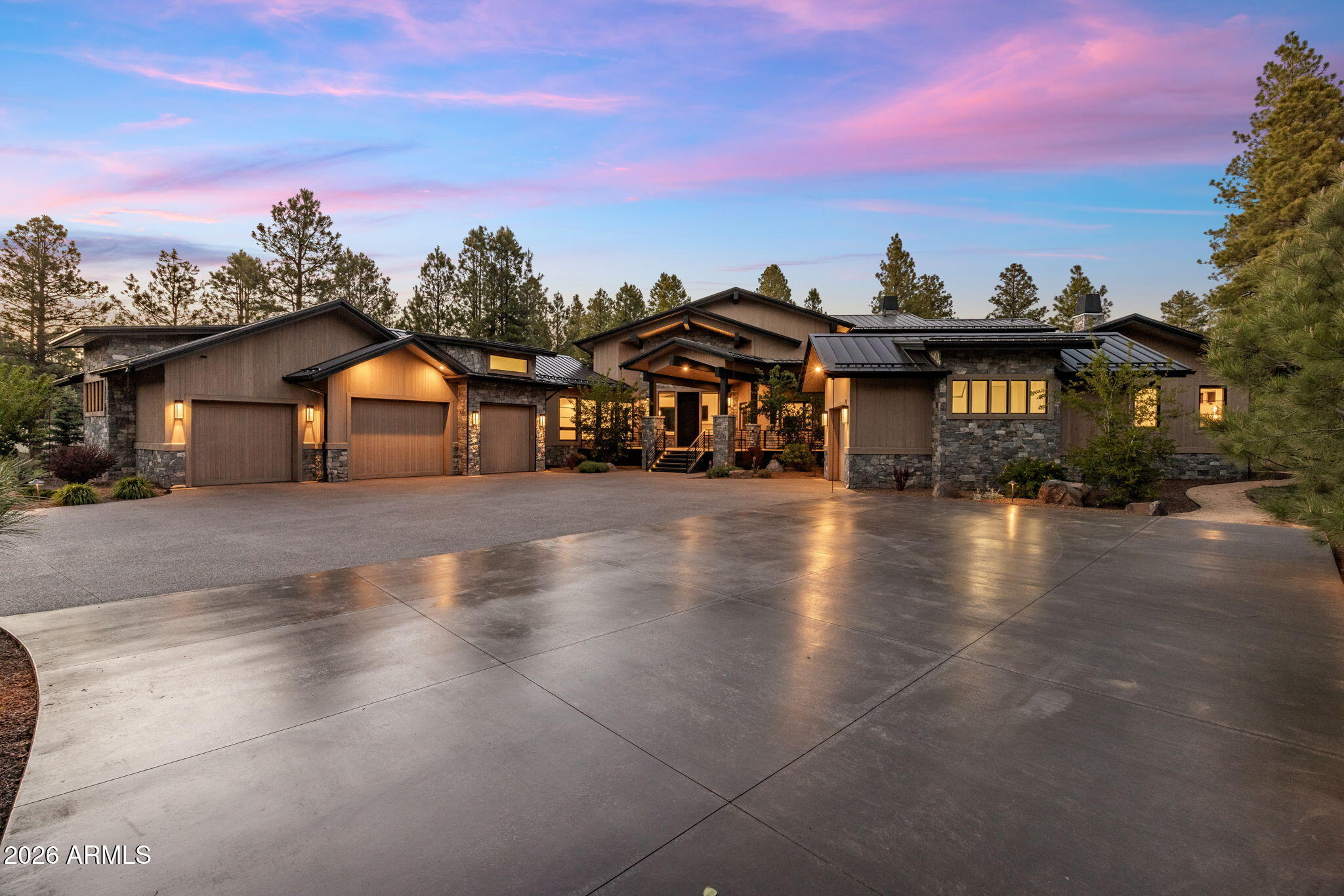 Set on a quiet cul-de-sac on a 1.33-acre lot, this newer construction home captures stunning golf course views while offering privacy and space. Thoughtfully designed with a modern aesthetic and upscale finishes throughout, every detail reflects quality craftsmanship and elevated living. The home features 4 luxurious bedroom suites, each with its own private bath. In addition, there is a dedicated home office, a fully equipped workout room, and a spacious bonus/game room that offers endless possibilities for entertainment or relaxation. At the heart of the home is a true chef's kitchen, designed for both function and style. It boasts a large center island, high-end appliances, abundant cabinetry, and a generous walk-in pantry. The open layout flows seamlessly into the main living areas, enhanced by expansive windows that flood the space with natural light. Comfort is top-tier with a combination of forced air gas heating and radiant heat in select areas, along with central air conditioning. The outdoor living space is truly extraordinary. An enormous covered back deck extends the living area outdoors and is designed for year-round enjoyment. It features built-in gas heaters, built-in BBQ, sunken hot tub, cozy fireplace, firepit seating area, and a unique rope-hung bed for unwinding. Completing the property is an impressive 5-6 car garage, offering ample space for vehicles, storage, and hobbies.